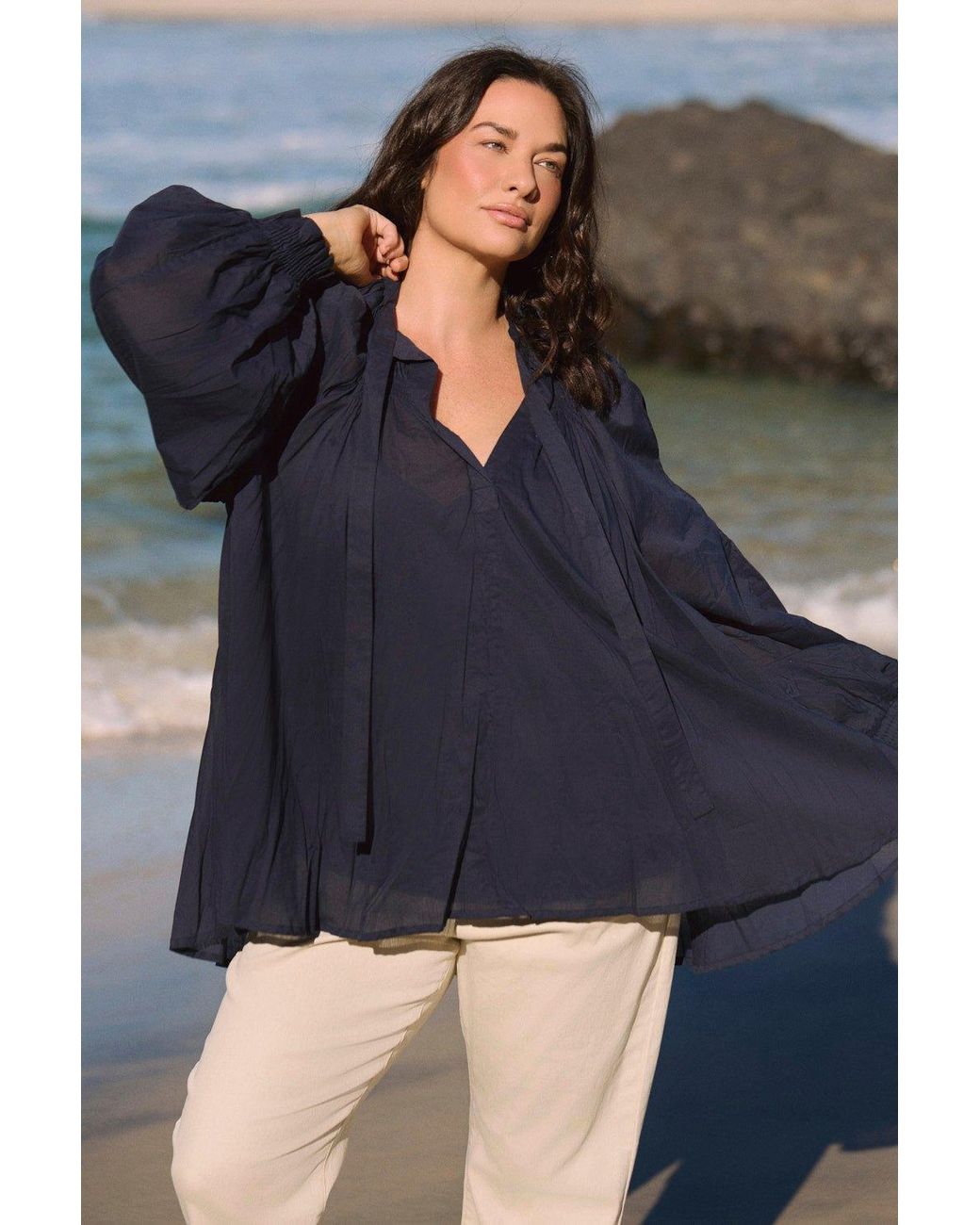 Adrift Clothing Blue Wren Billow Sleeve Blouse