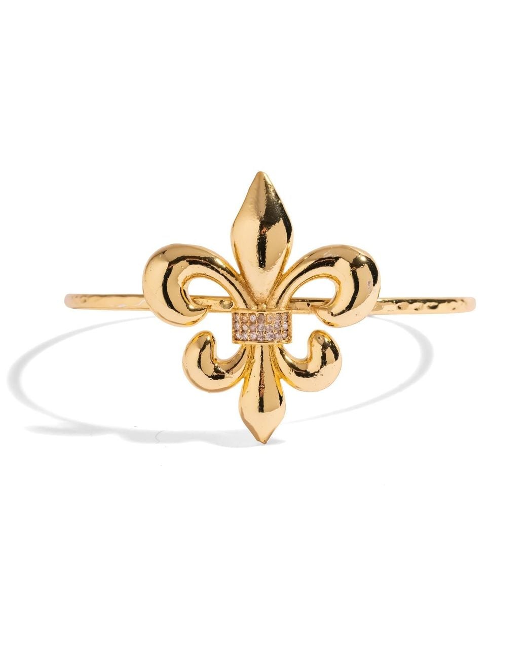 Ebru Jewelry Metallic Royal Fleur De Lis Crystal Cuff Bracelet
