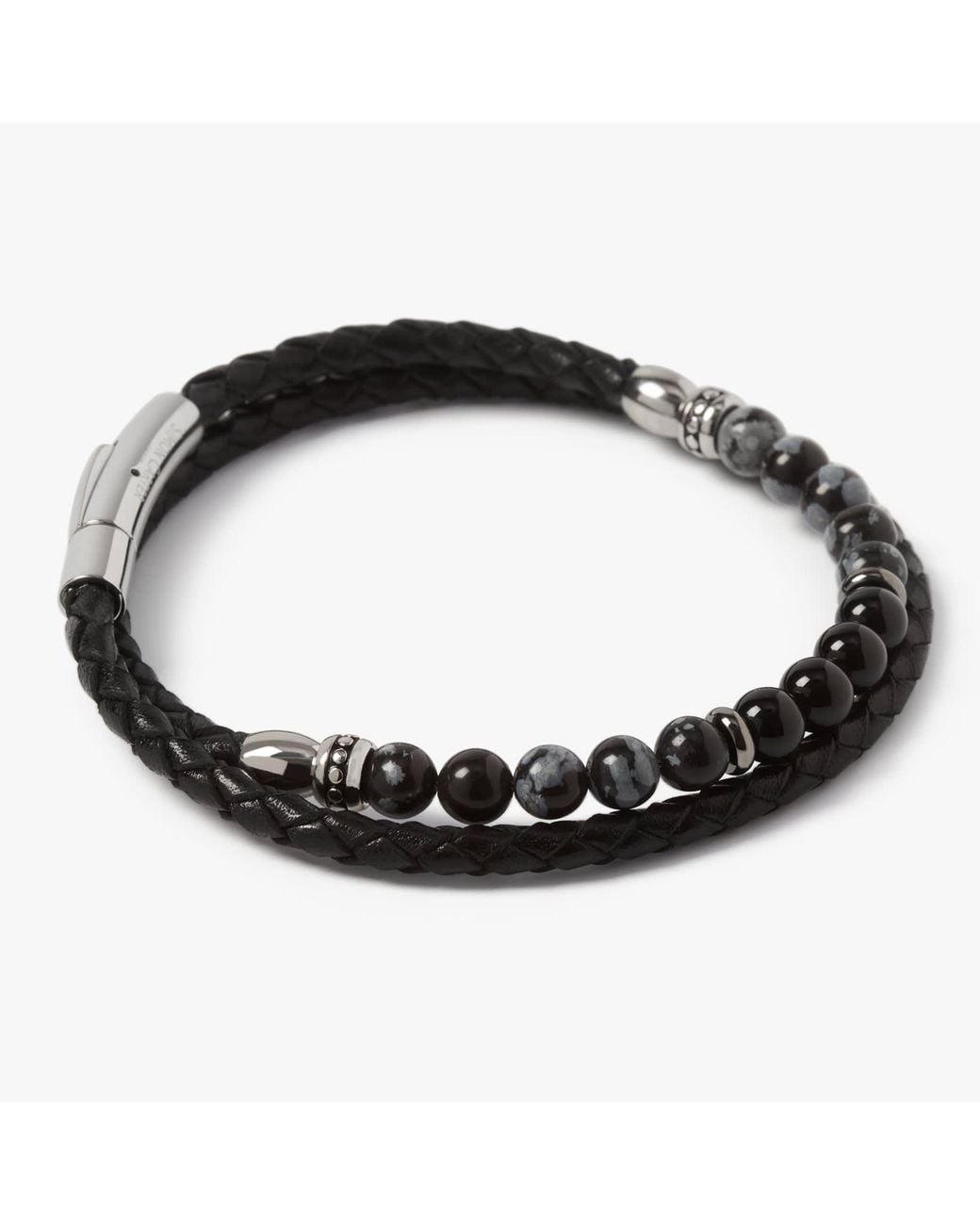 Simon Carter Black Hayle Snowflake Obsidian Bracelet for men