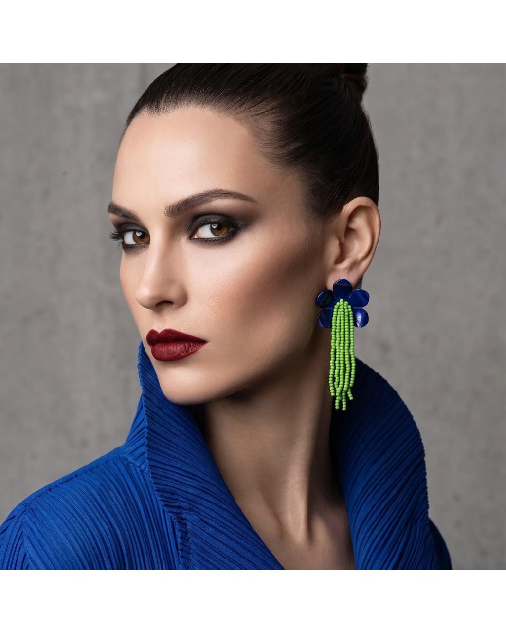 Iliana Arrazola Green Flowers Dangle Earrings, And, Glass Beads, Beaded Jewelry