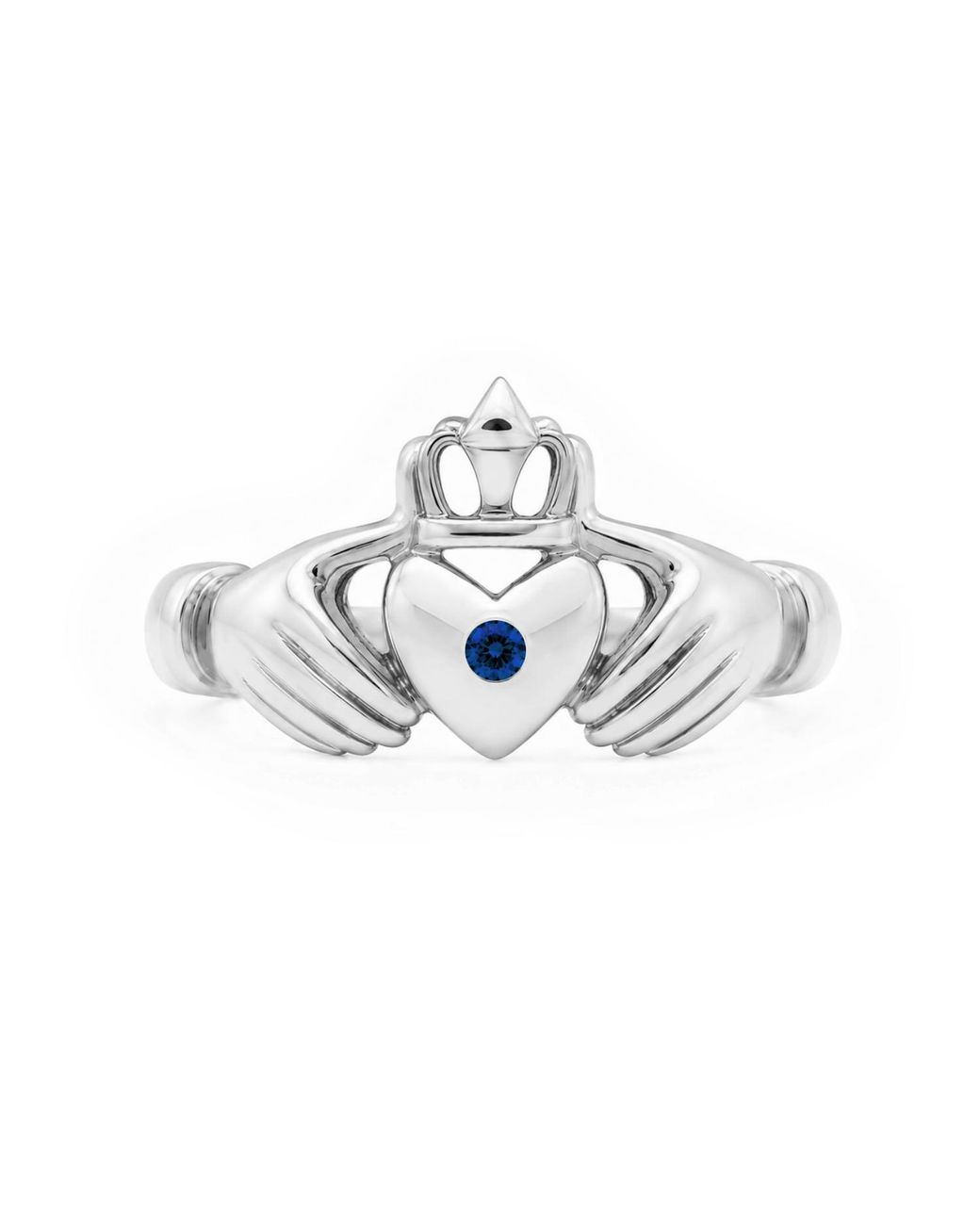Unaloe Metallic Sapphire Heart With Hands Ring – Sterling