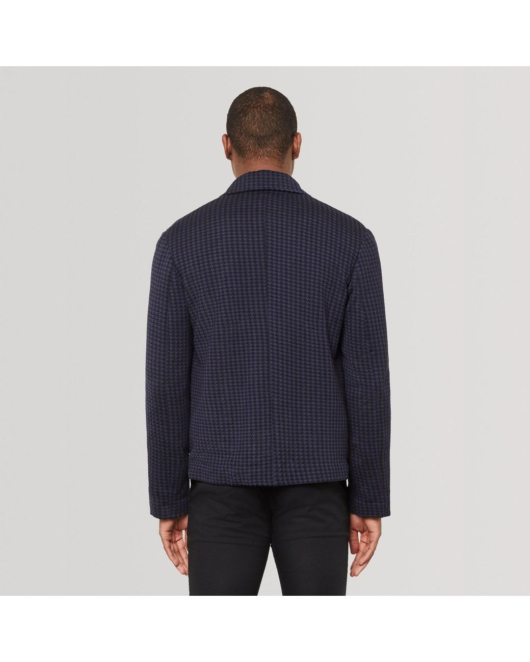 SEREN LONDON Blue Houndstooth Knitted Jacket for men