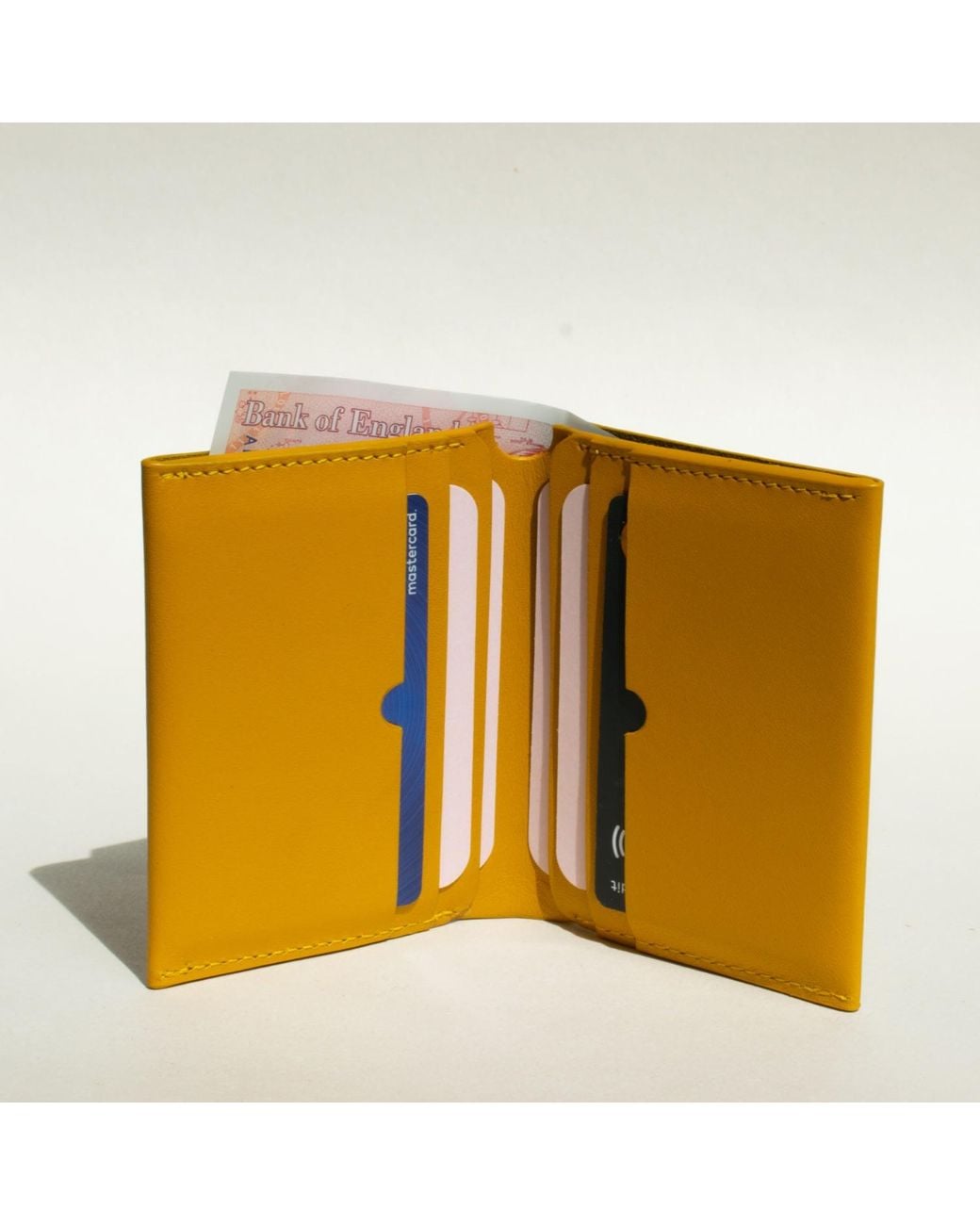 godi. Blue Handmade Bifold Leather Wallet