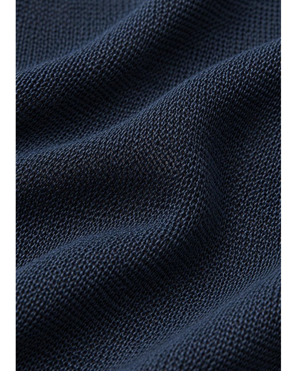 Vayla Blue Fine-Knit Relaxed Fit Open Collar Polo Shirt for men