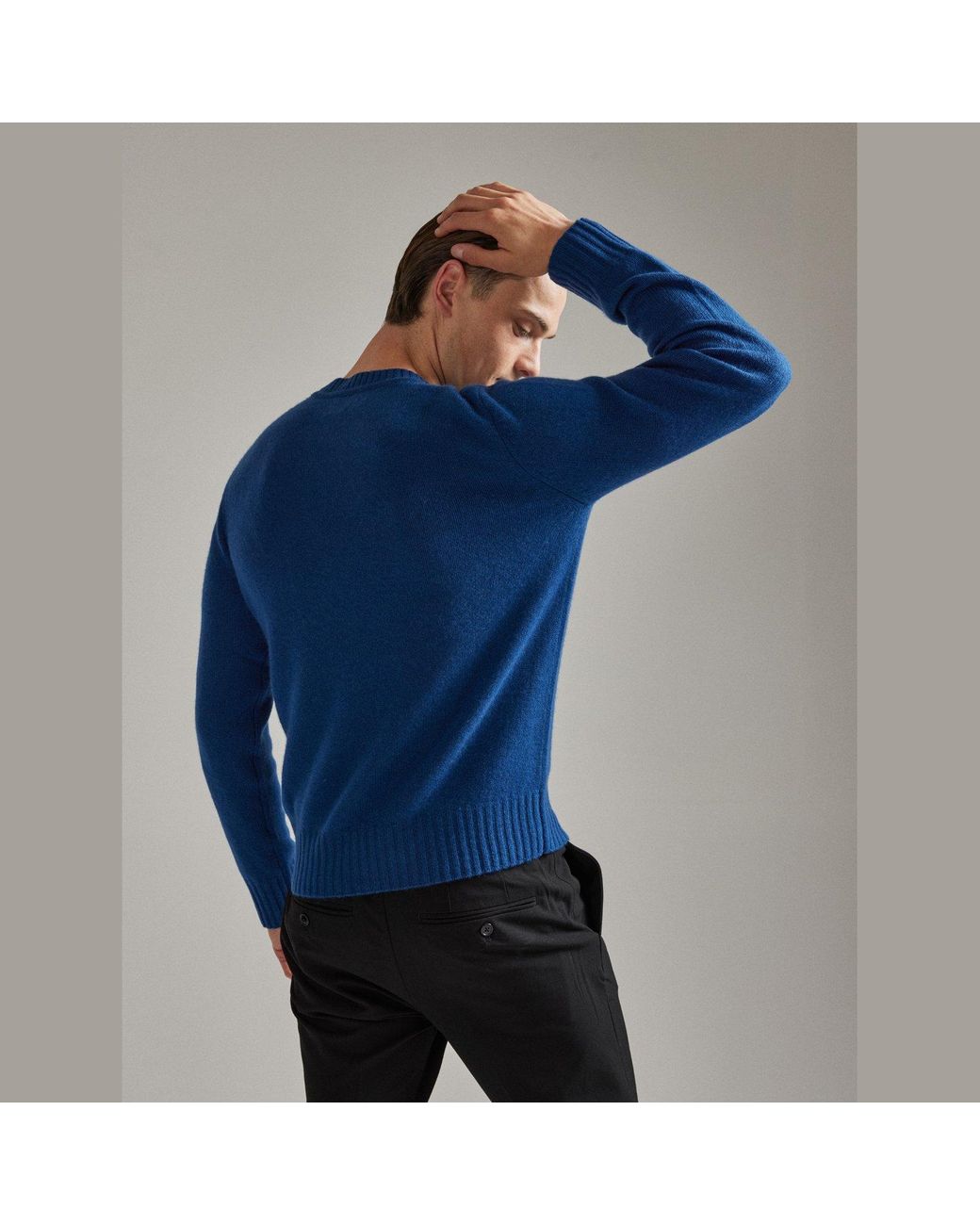 Salts Cashmere Blue Lofty Knit Crew Neck Sweater