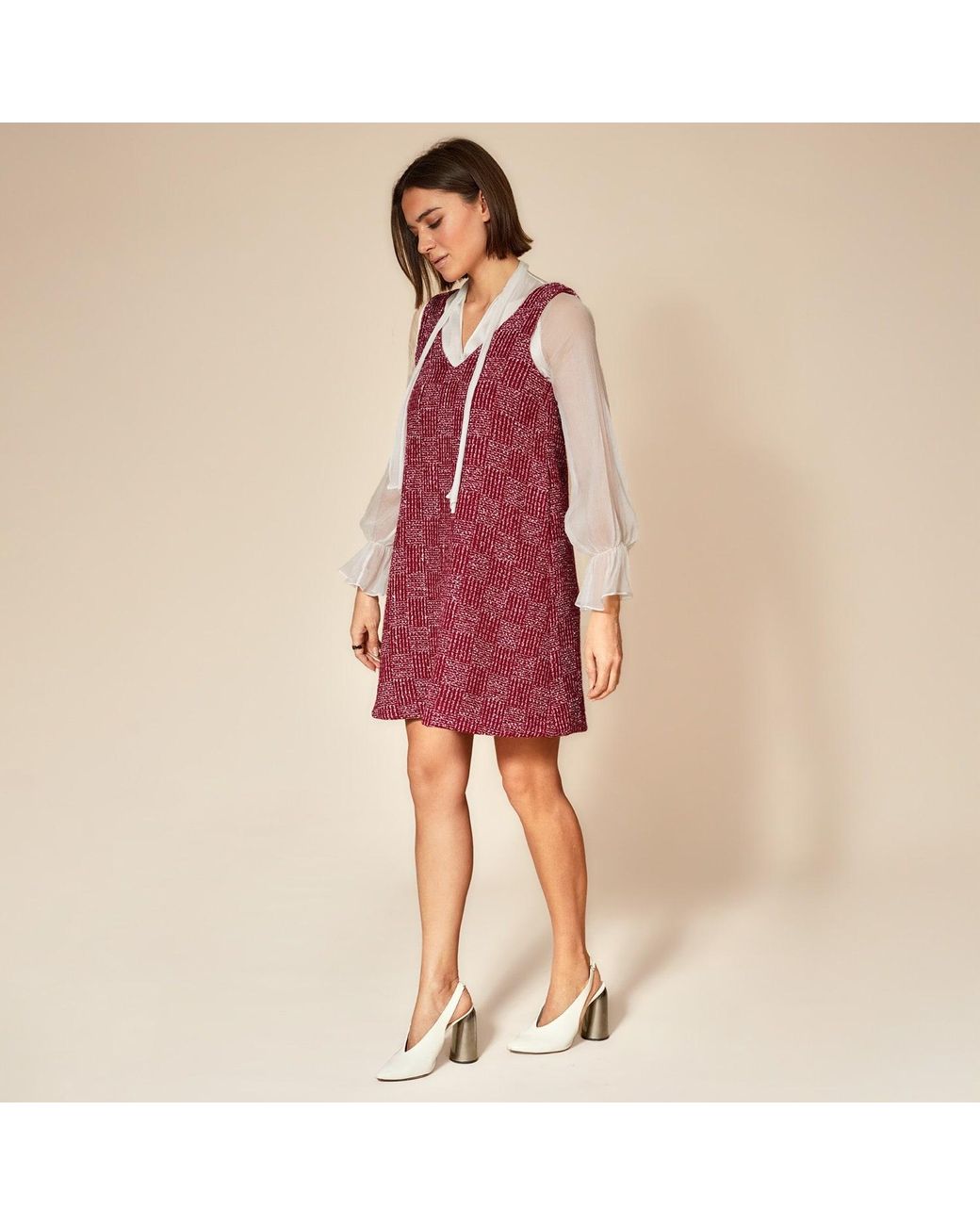 Gunda Hafner Ltd Purple Burgundy Cropped Tweed Jacket
