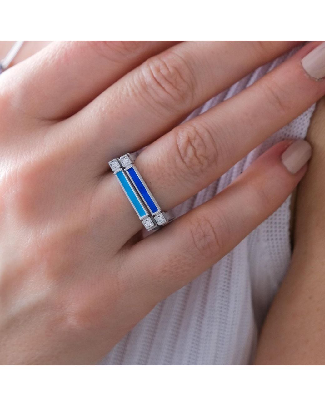C|Nd|N by Candan Balto Metallic Megaron Square & Mother Of Pearl Enamel Ring