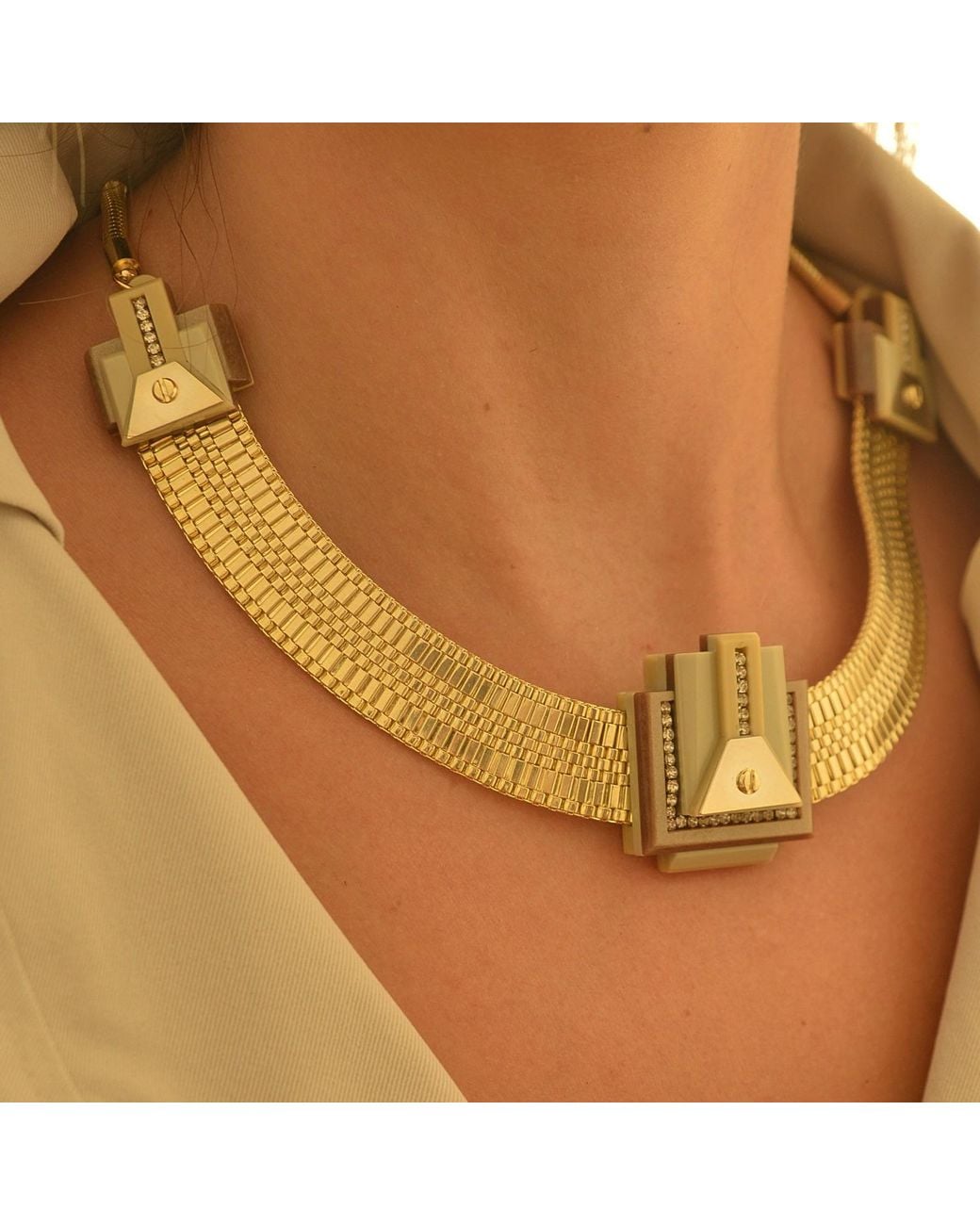 Gissa Bicalho Metallic Necklace Trapezes