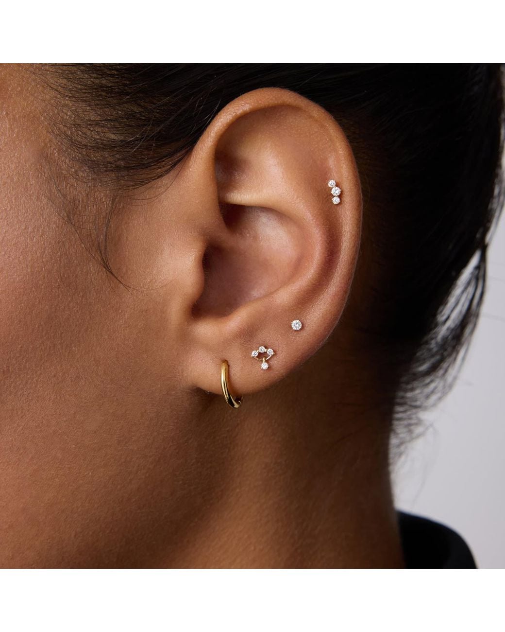 Vanhi Metallic 14K Solid Freda Lab-Grown Diamond Flat Back Stud