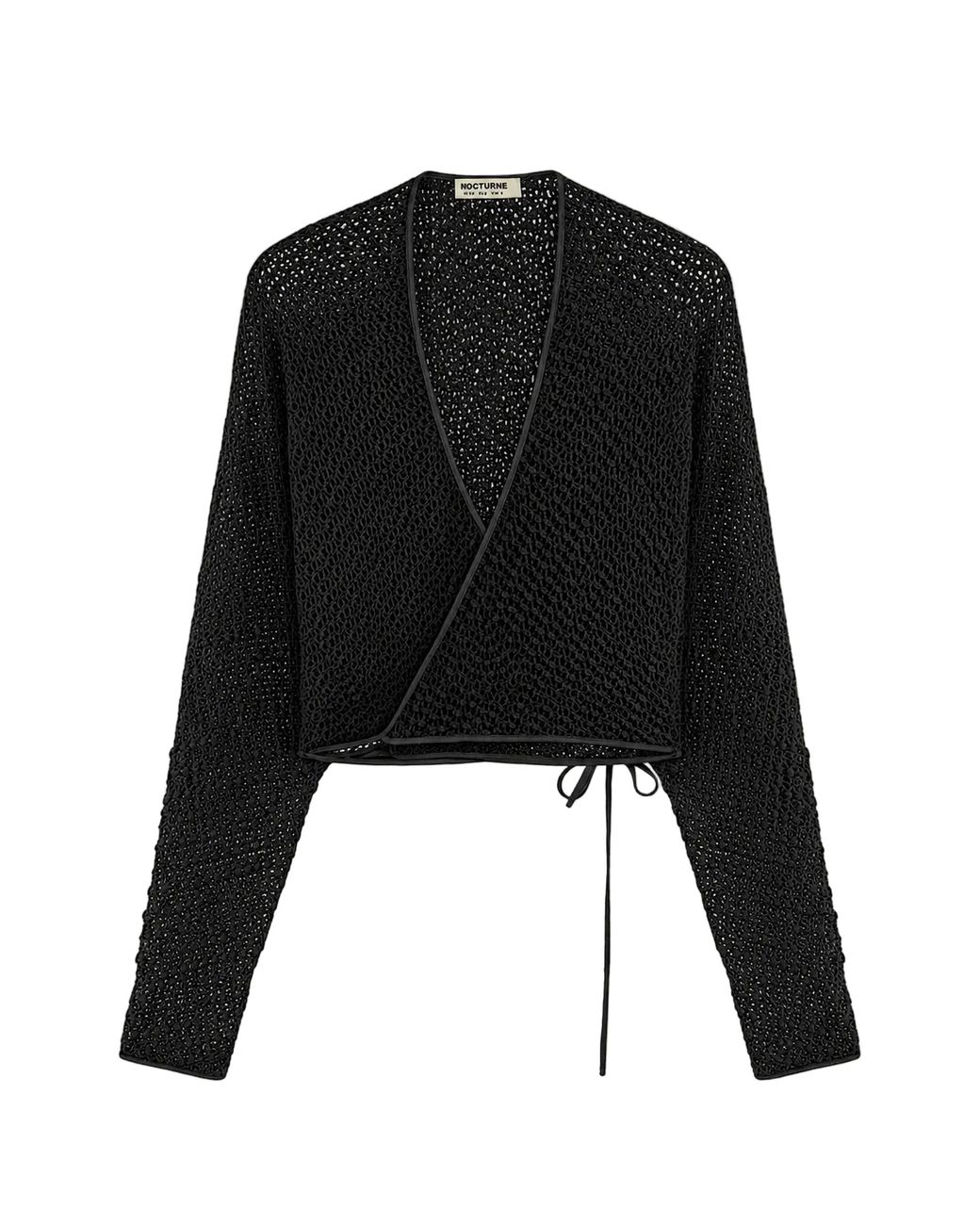 Nocturne Black Wrap Mesh Blouse