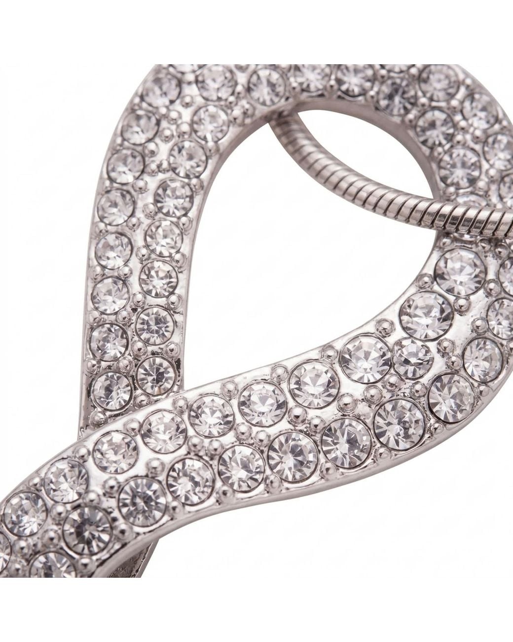 Modenaire Metallic Clear Crystal Infinity Teardrop Pendant Necklace