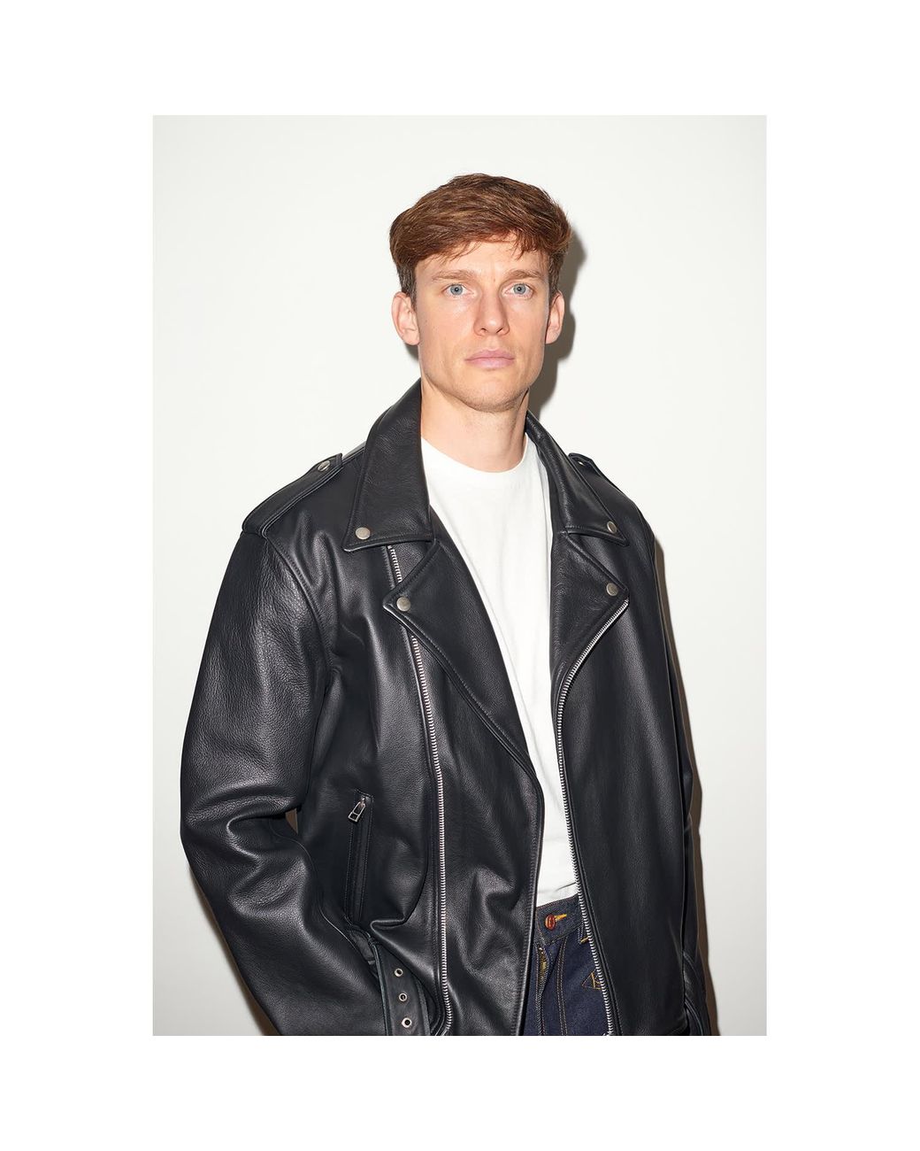 Hegarty London Black Leather Biker Jacket for men