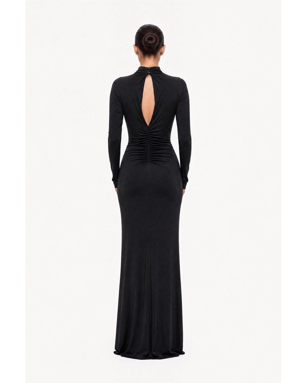 Nocturne Black Stone Detail Draped Maxi Dress