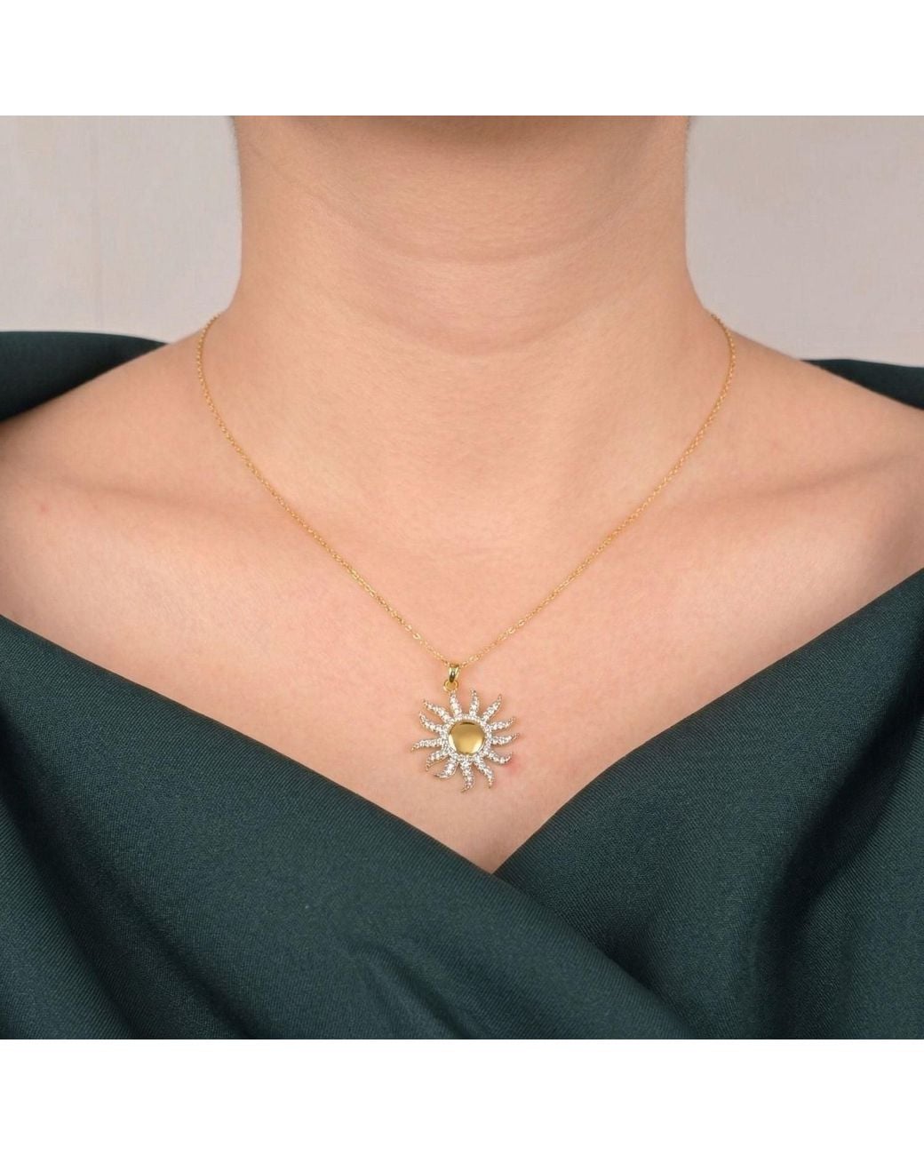 Sophelia Metallic Plated Distant Sun Pendant Charm Necklace