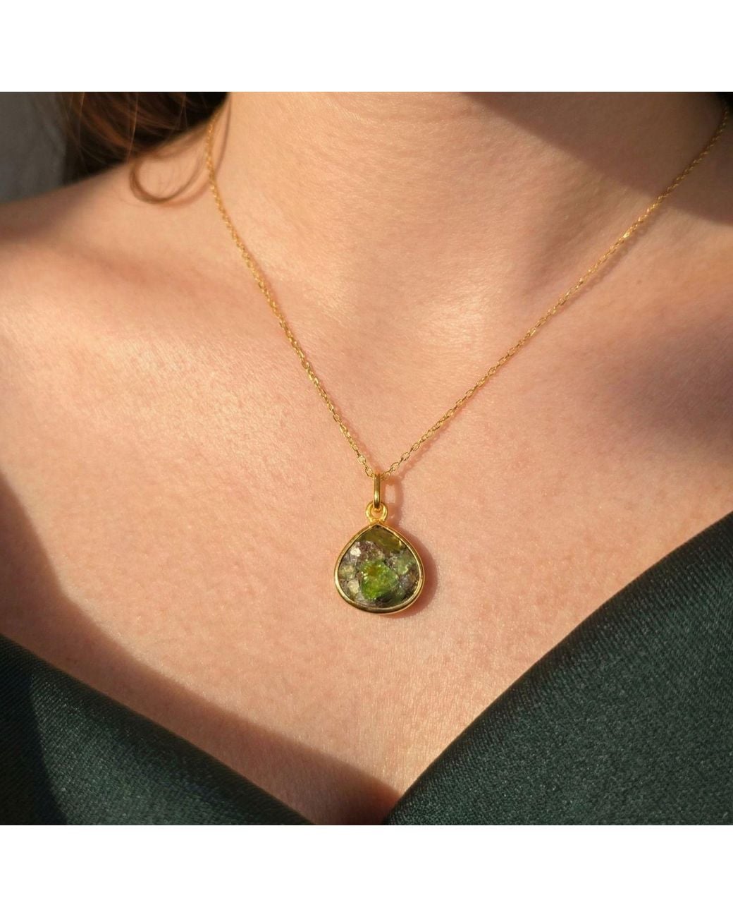Sophelia Yellow Vermeil Plated Peridot Heart Charm August Birthstone Necklace