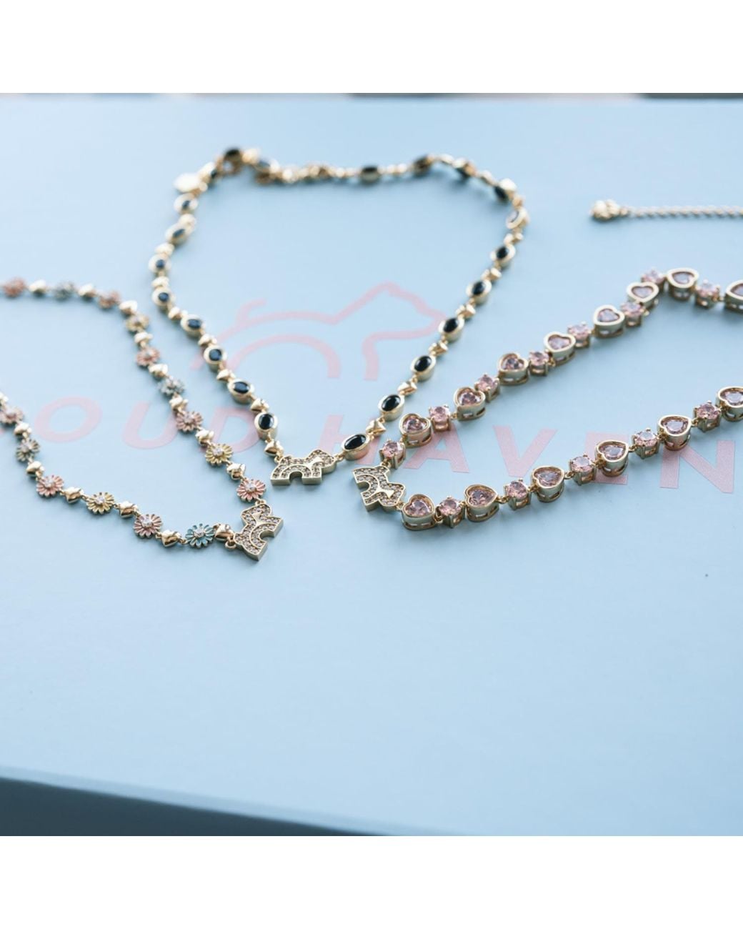 Cloud Haven Metallic Heart Crystal Logo Necklace