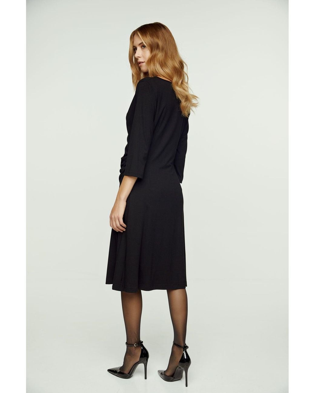 Conquista Black Faux Wrap Dress