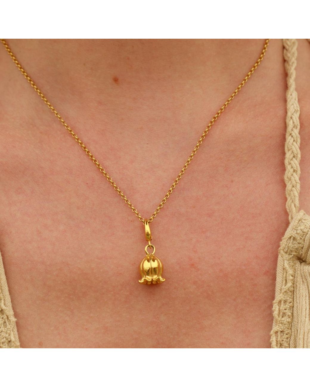Lily Charmed Metallic Plated Lily Of The Valley Flower Charm Necklace