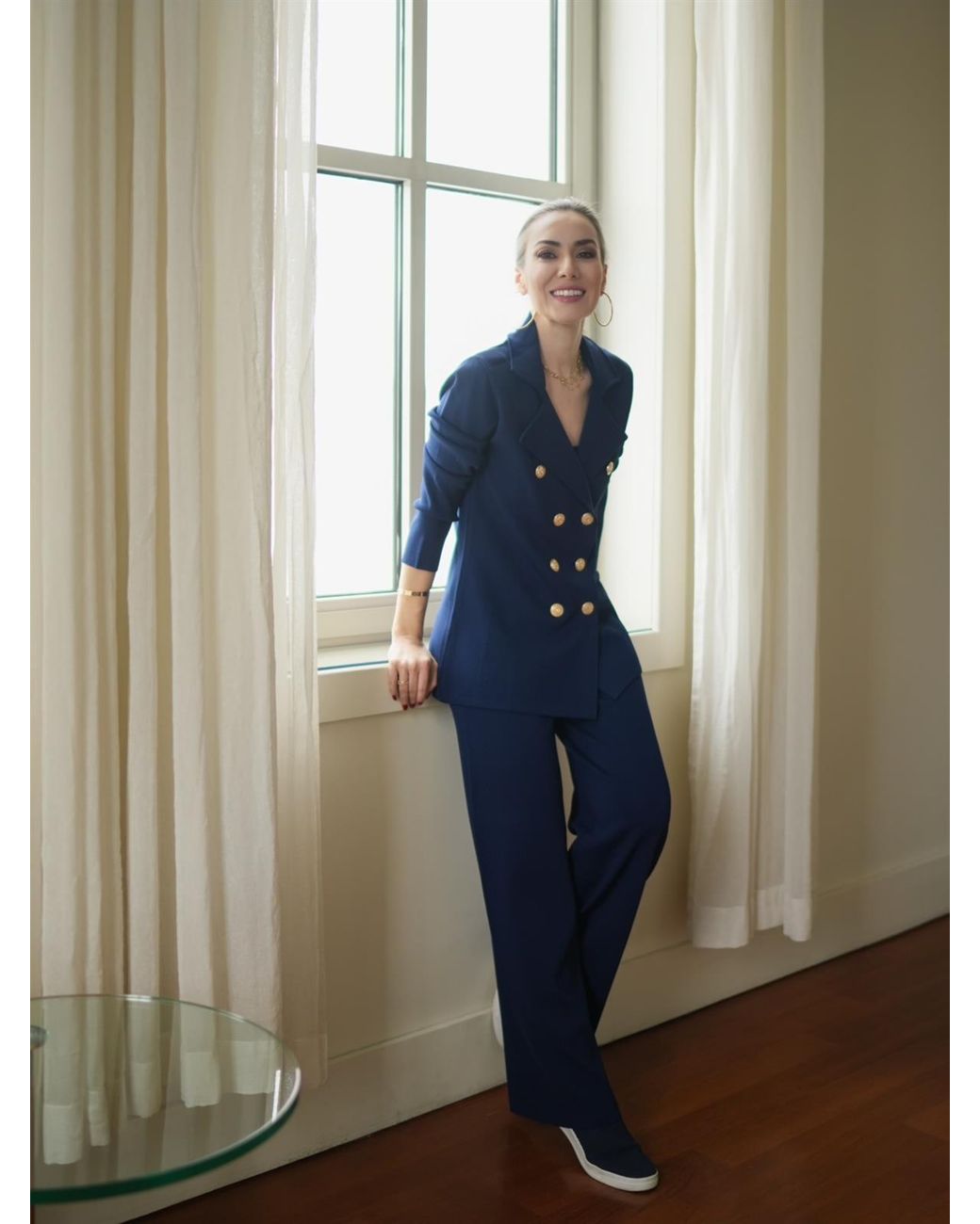 Peraluna Blue Katherine Standard Cut Knit Blazer