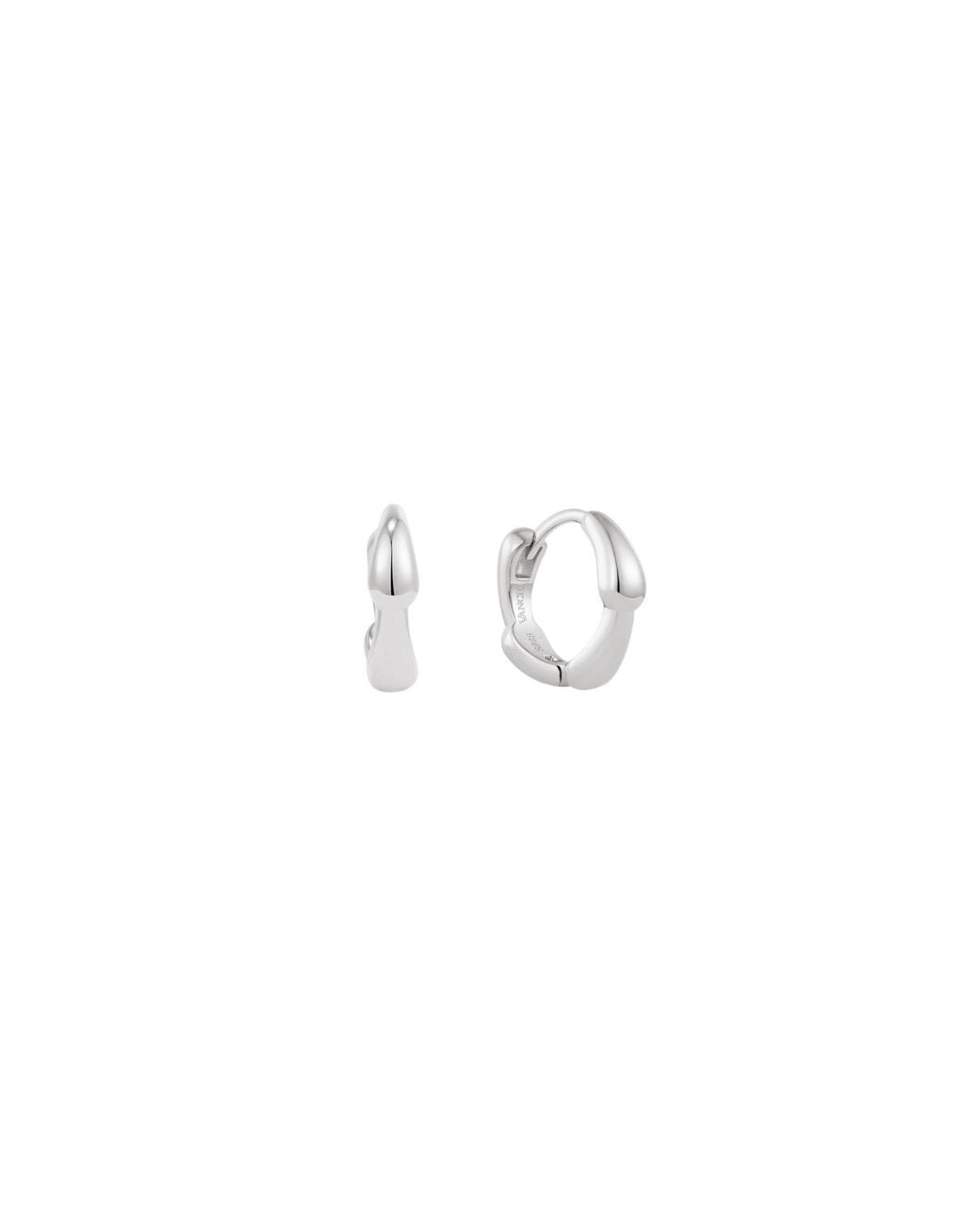 Vanhi White Colette Droop Link Huggie Earrings