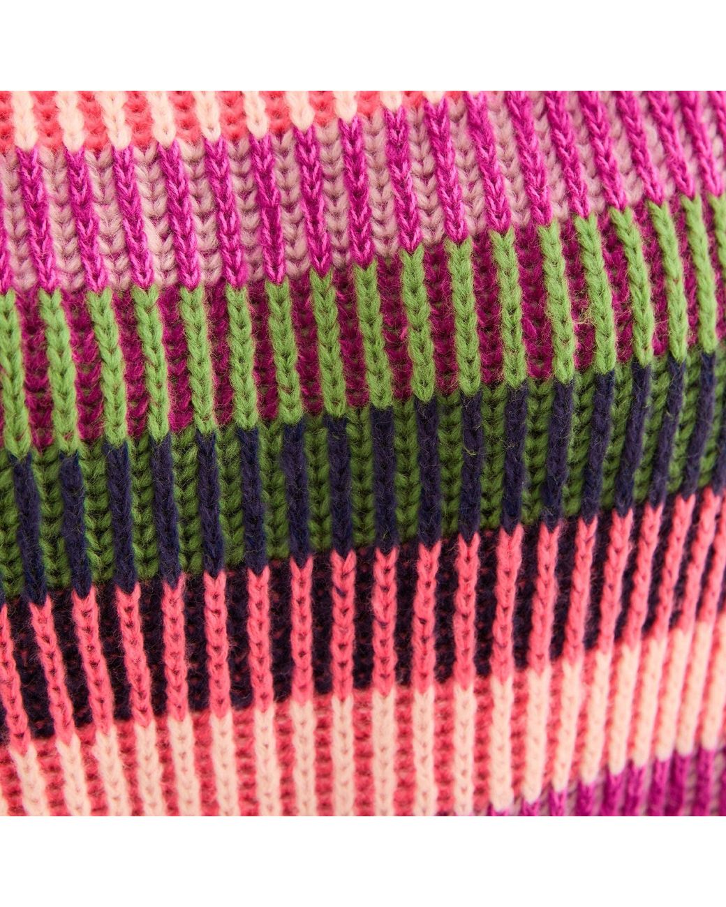 Cara & The Sky Purple Tasha Oversized Balloon Sleeve Stripe Roll Neck Jumper