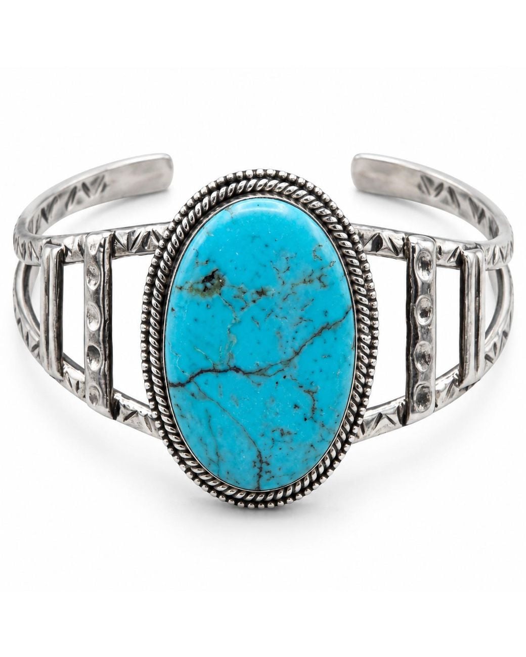 Saéa Blue Large Oval Ladder Cuff Bracelet