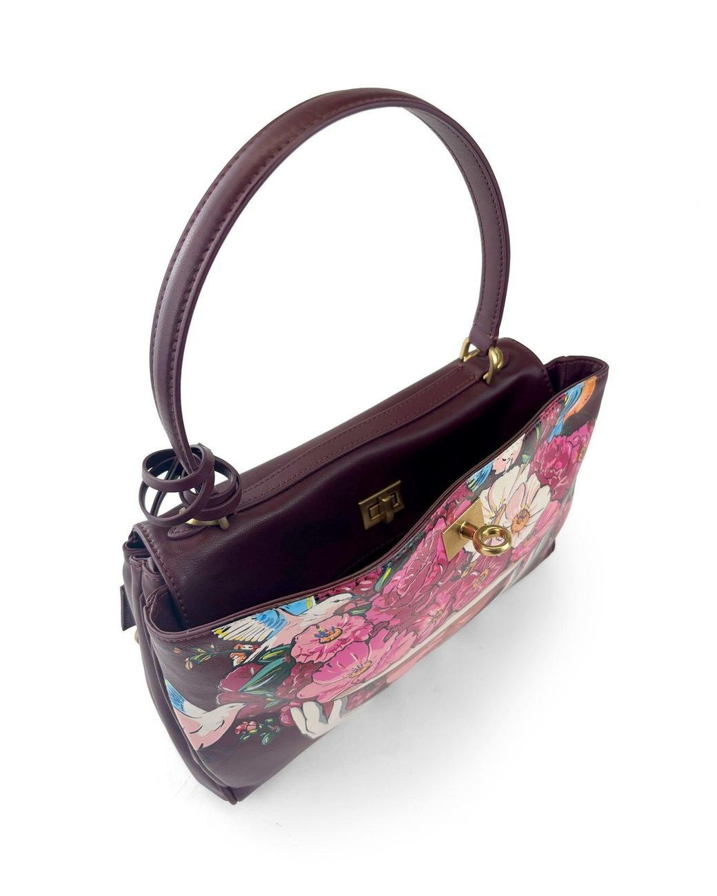 Maison Rubaiyat Purple Henriette Hand-Painted Leather Shoulder Bag – Flower Hat