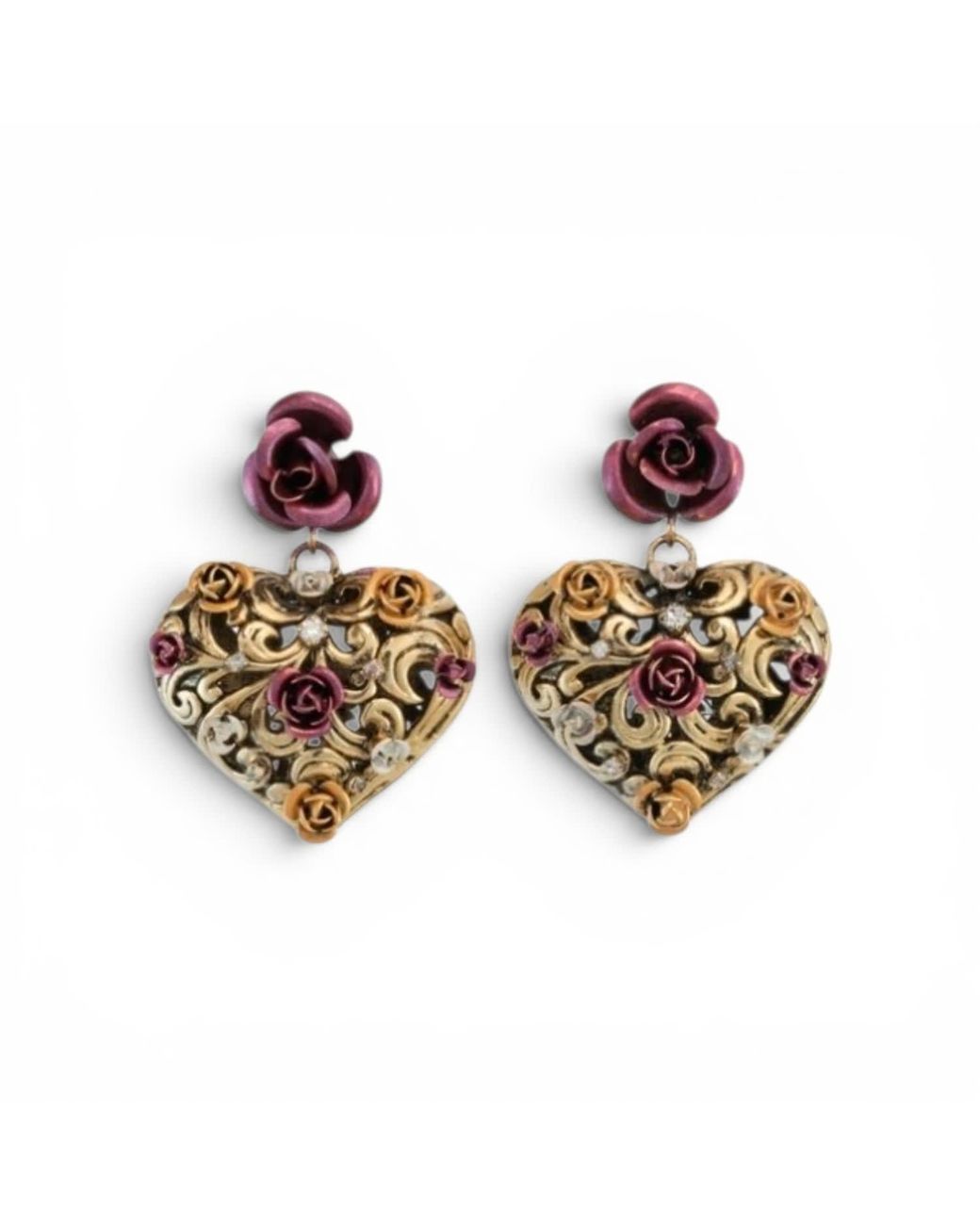 Vstyle Pink Sacred Heart Rose Earrings