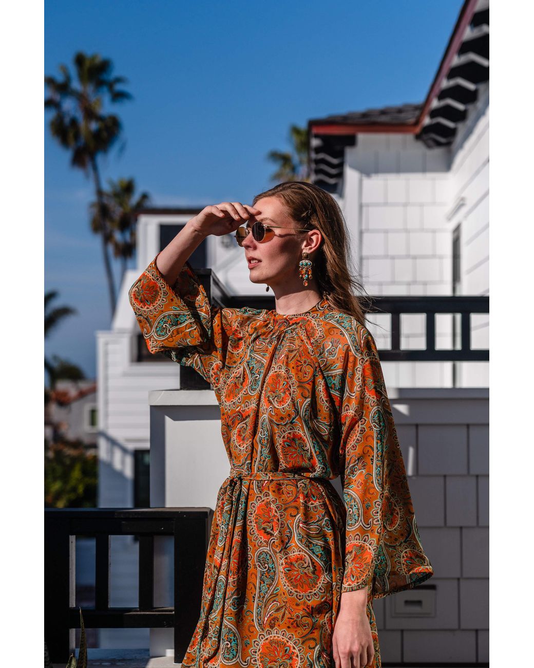 Jennafer Grace Metallic Carmel Paisley Dress