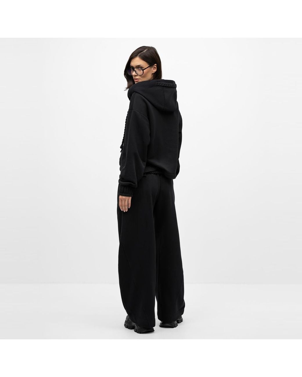 Mandragora Black Oversized Cropped Hoodie Sento
