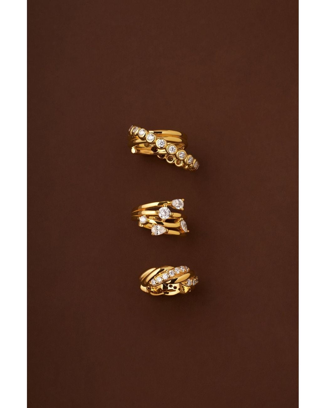 Vanhi Metallic Vina Crystal Bezel Ear Cuff