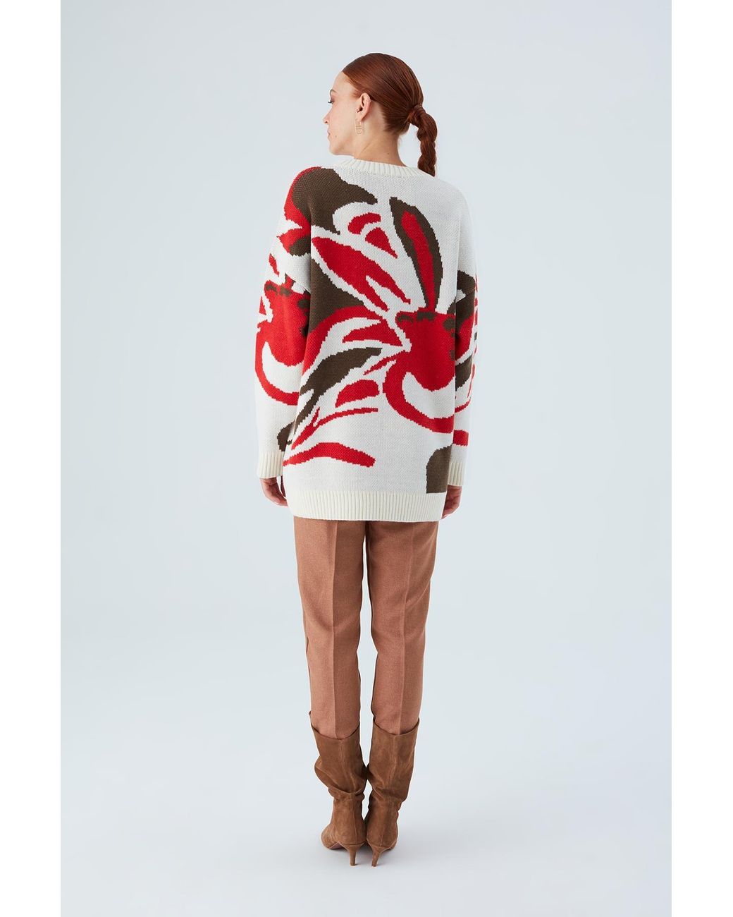 Peraluna Red Polina Floral Long Pullover