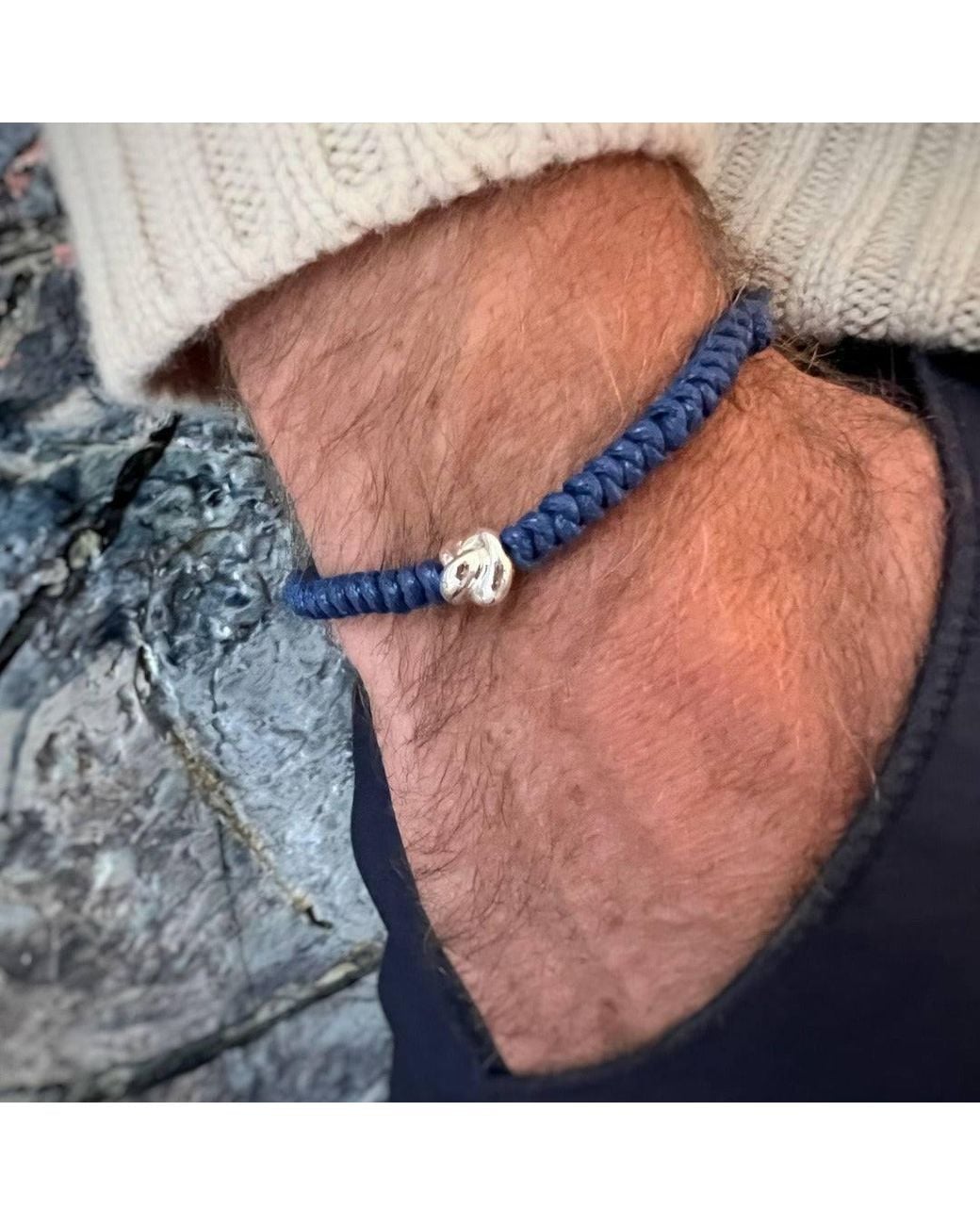 With Love Darling Blue Knot String Bracelet Siver
