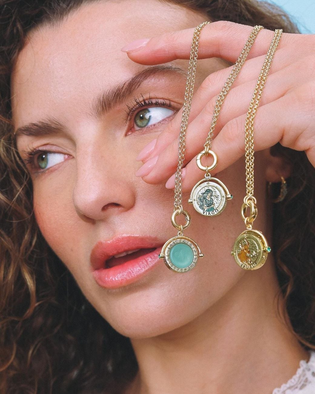 Fable England Metallic Taurus Zodiac Spinner Necklace