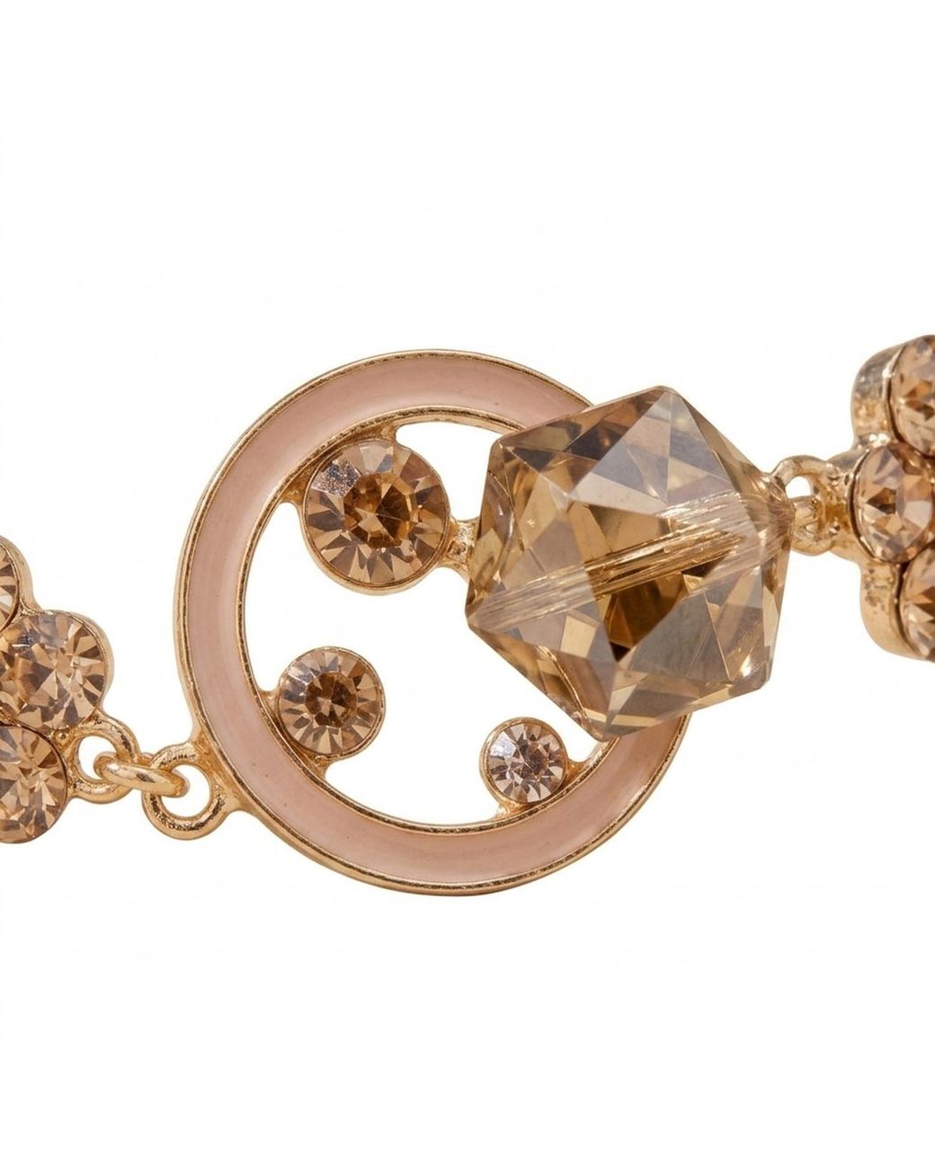 Modenaire Metallic Tone Crystal Daisy Flower Bracelet Adjustable Bangle