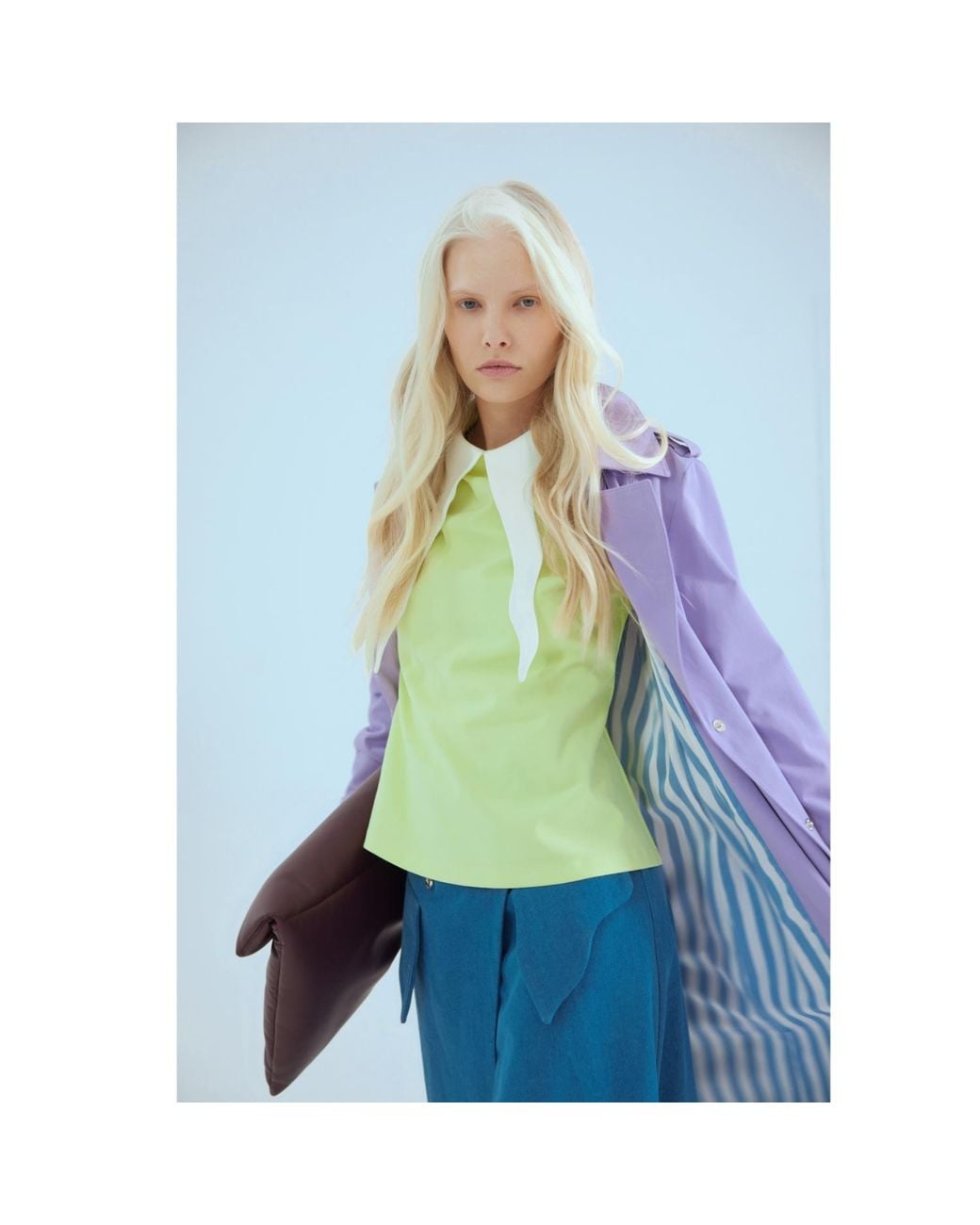 Julia Allert Yellow Semi-Formal Blouse With Double Contrasting Details Light Lime