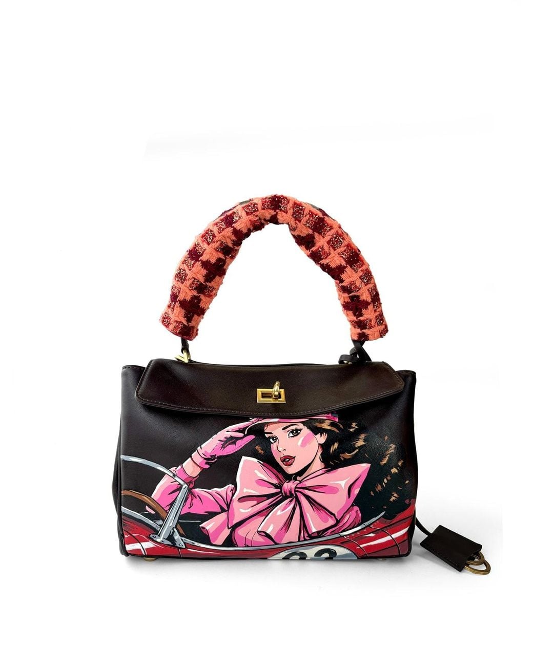 Maison Rubaiyat Brown Henriette Hand-Painted Leather Shoulder Bag – Retro Rally