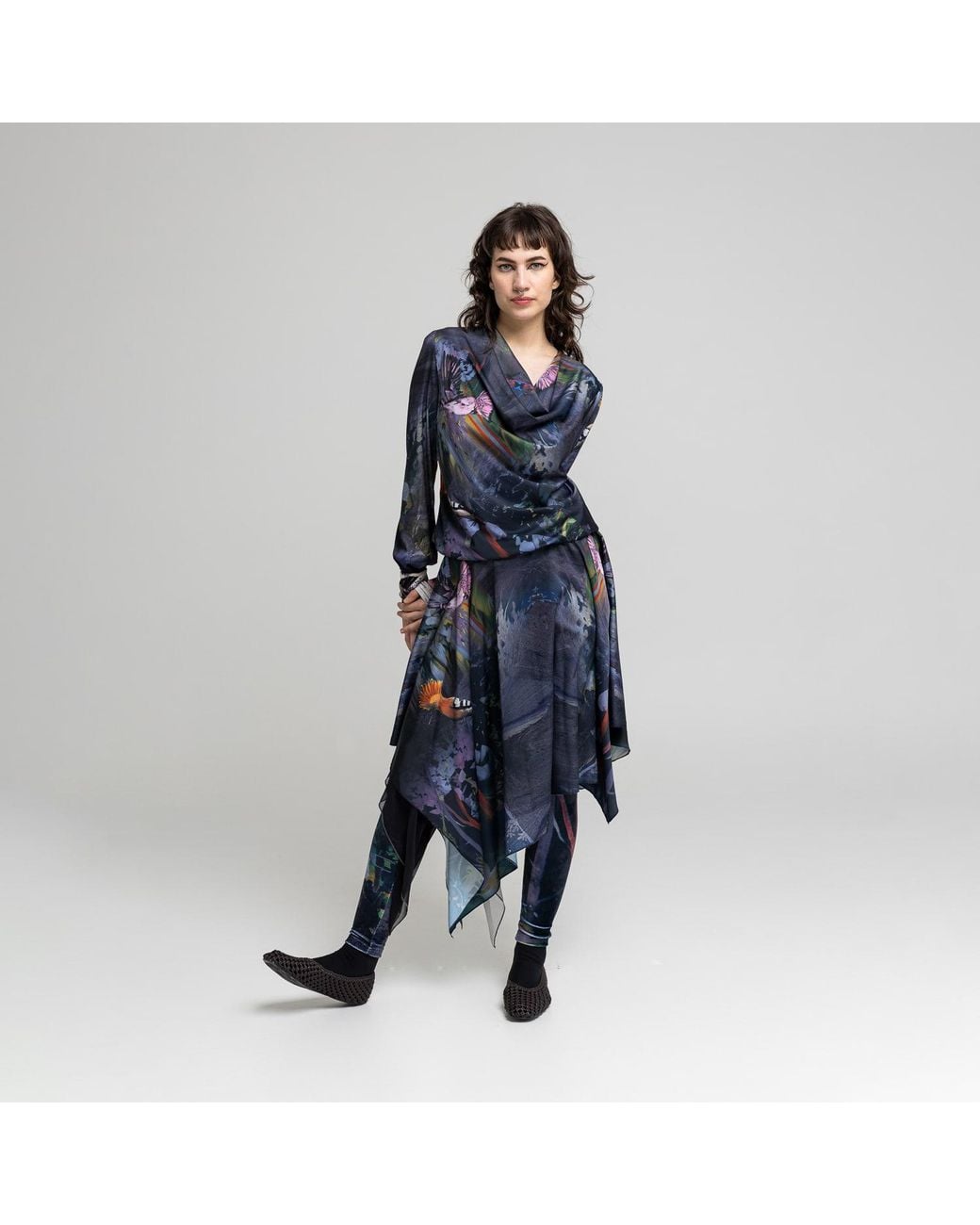ARTISTA Blue Serena Cowl Neck Blouse