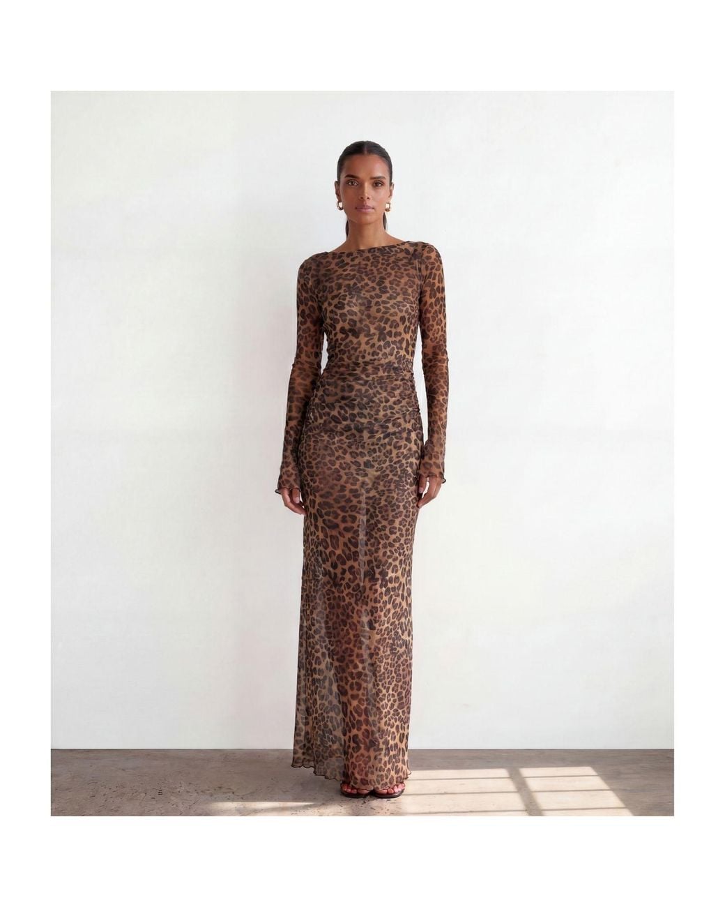 Alia Studio Brown Lueur Maxi Mesh Dress