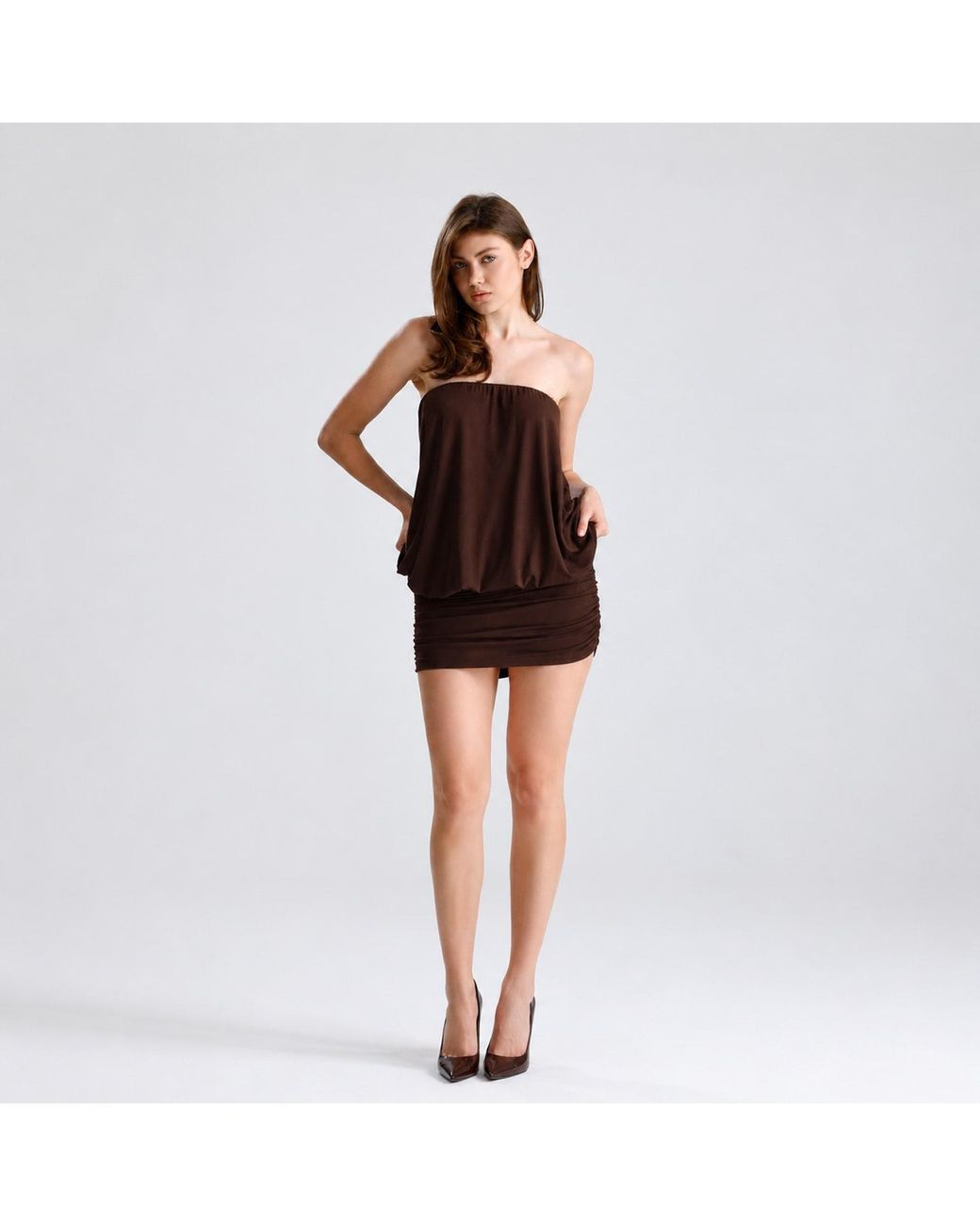 Maison De Gala Brown Luna Mocha Mini Dress