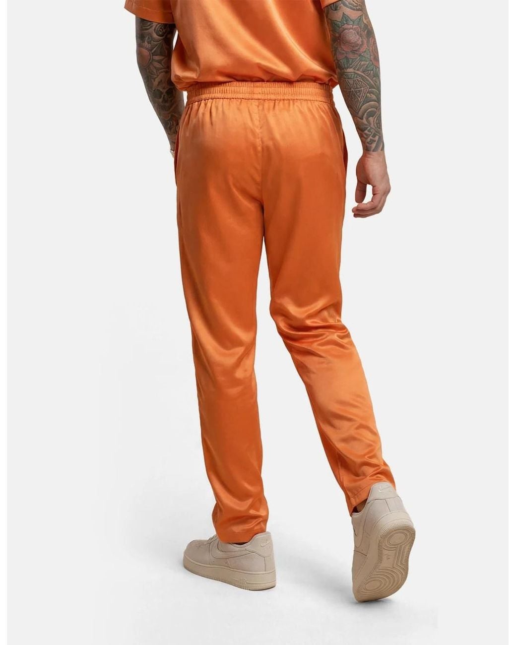 Hustle Orange Fenyx Rising Satin-Pants for men