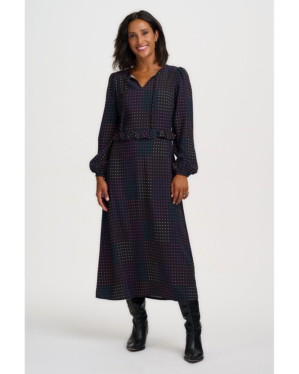 Sugarhill Black Crystal Midi Dress Dots