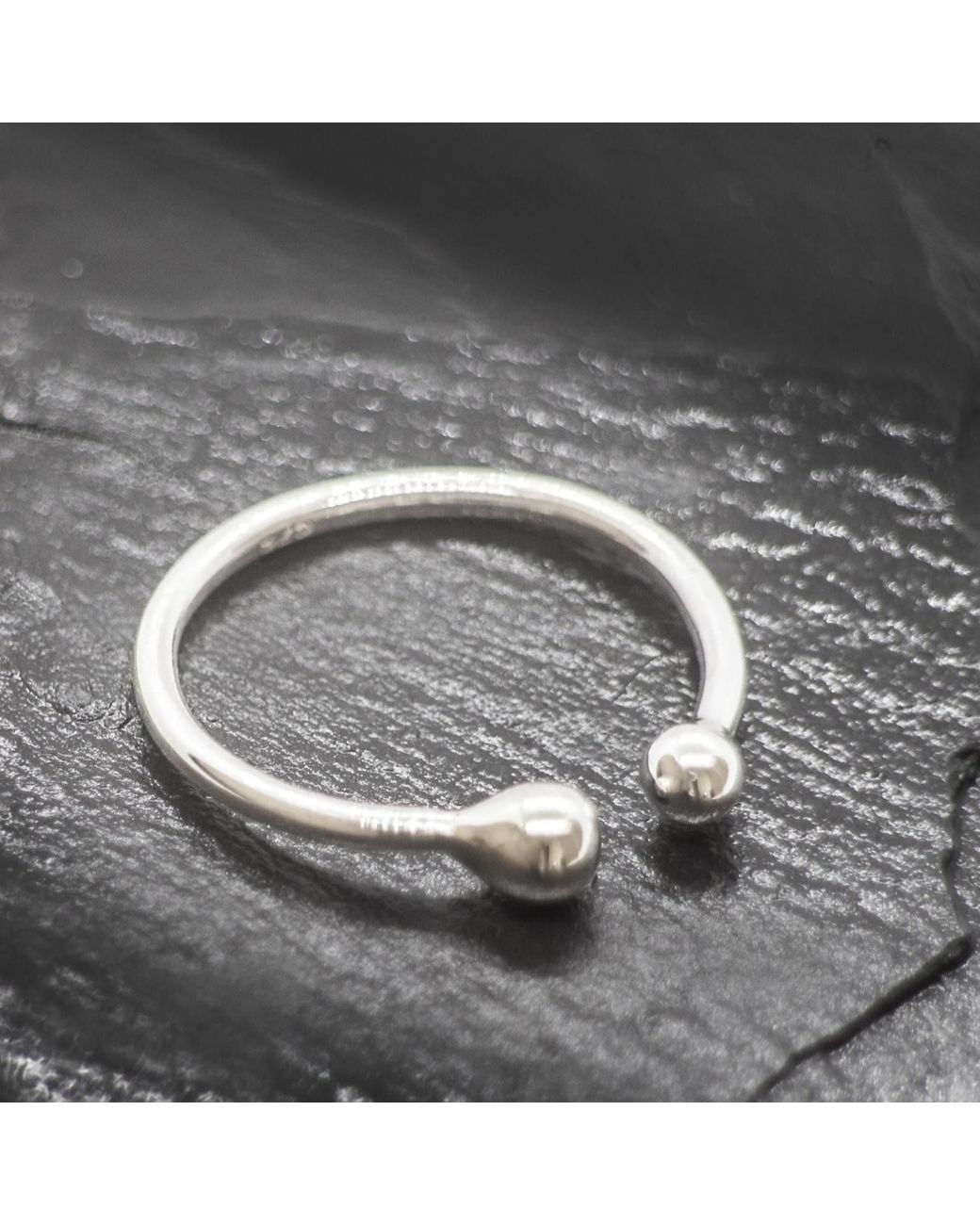 The Jewellery Store London Metallic Adjustable Two Beads Ring