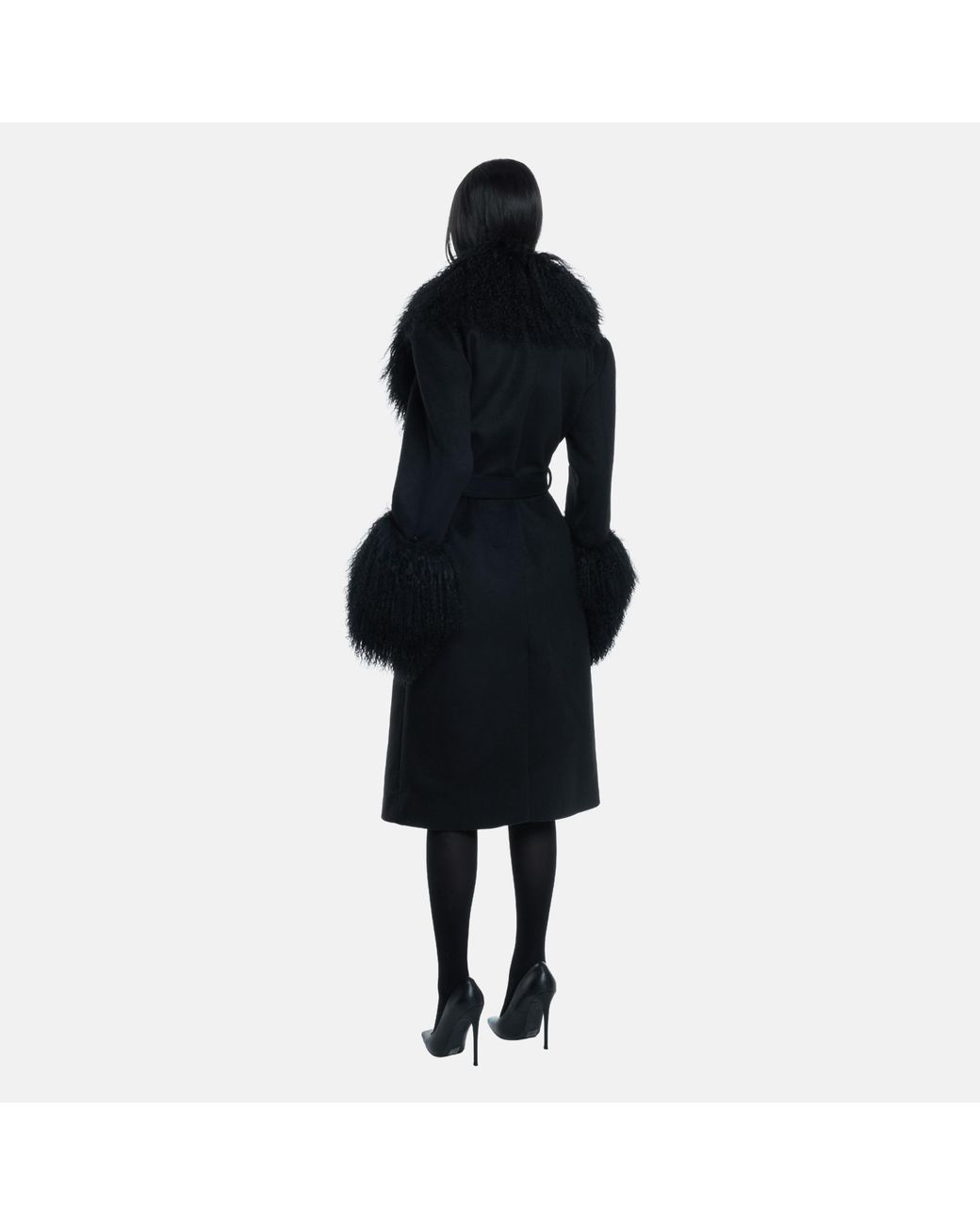 OW Collection Black Frances Wool Coat