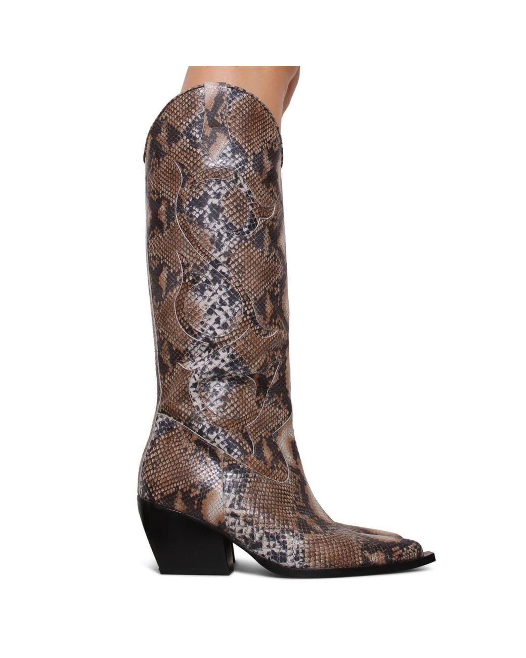Terry De Havilland Brown Annie Sand Snake Print Cowboy Boot