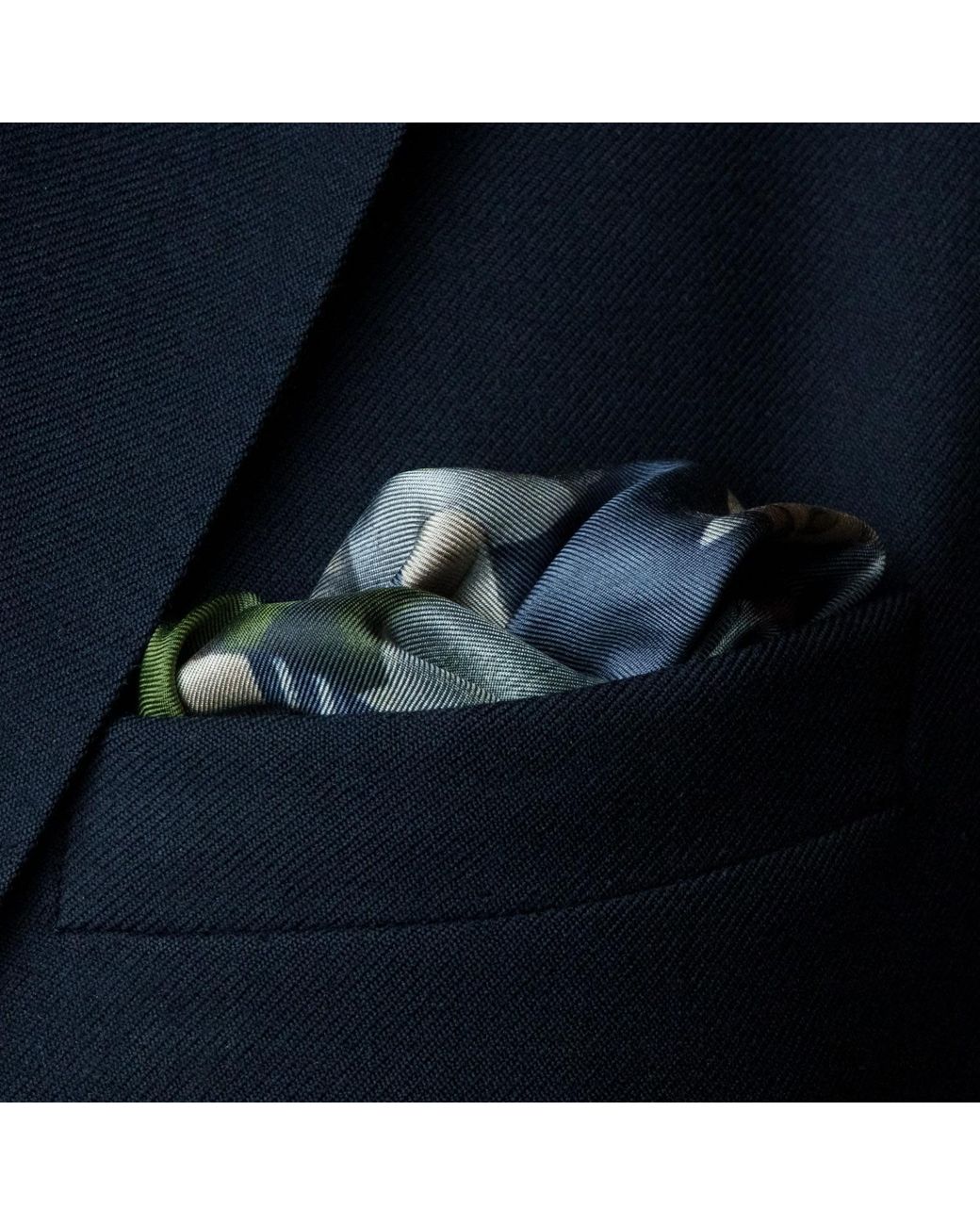 Otway & Orford Blue 'The Beautiful Game' Football Silk Pocket Square. Full-Size for men
