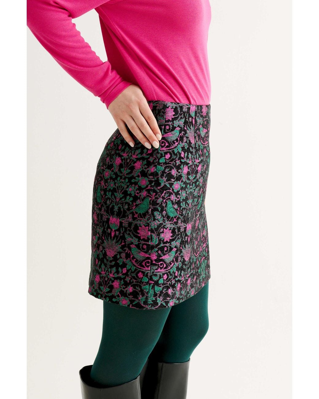 Louche Blue Aubin Belle Plume Jacquard A-Line Mini Skirt