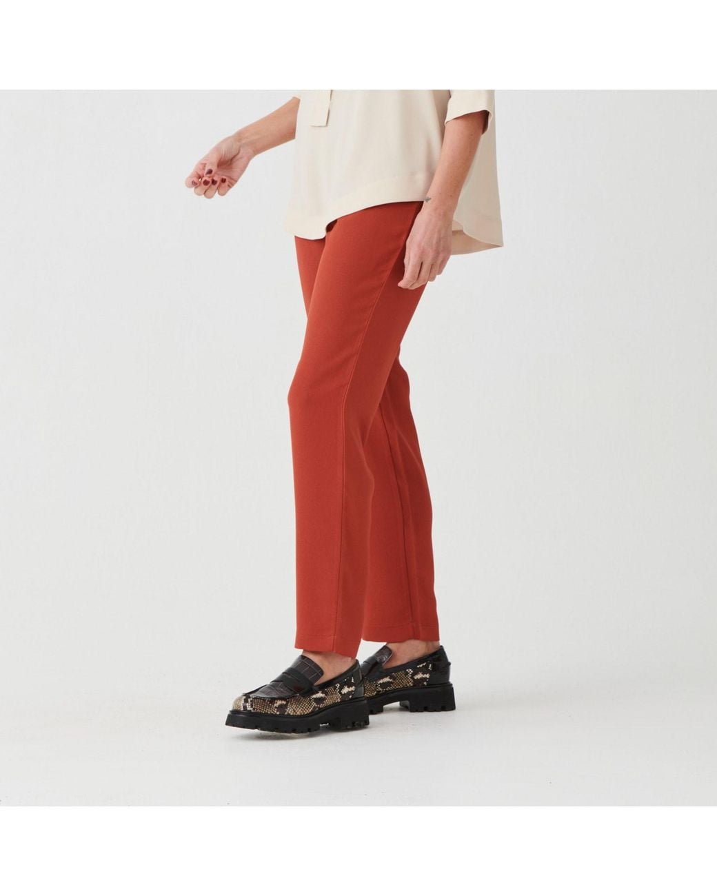 Perlavera Red Nora Pull On Pant Without Pocket