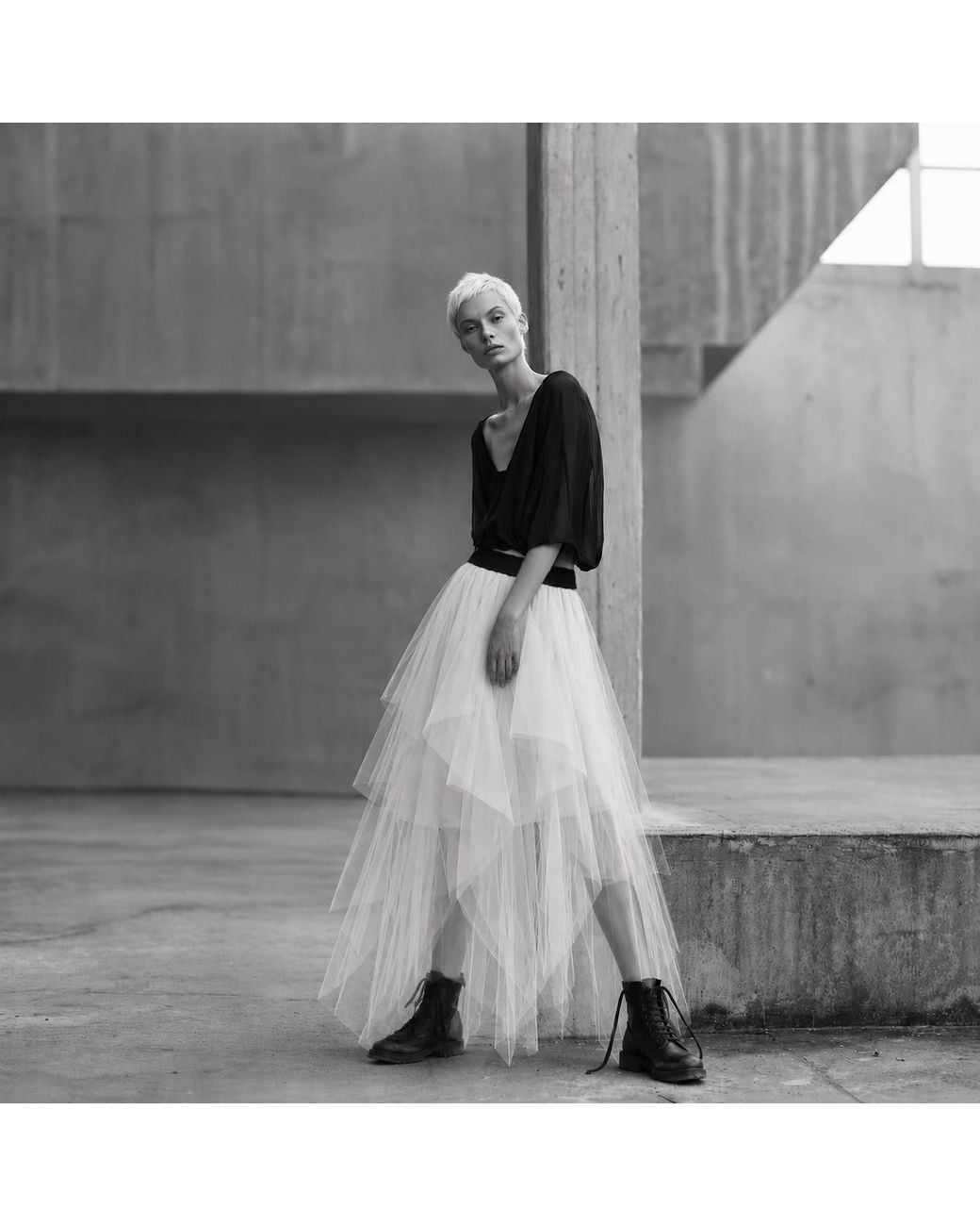 Jana Coshè White Ivory Layered Tulle Skirt