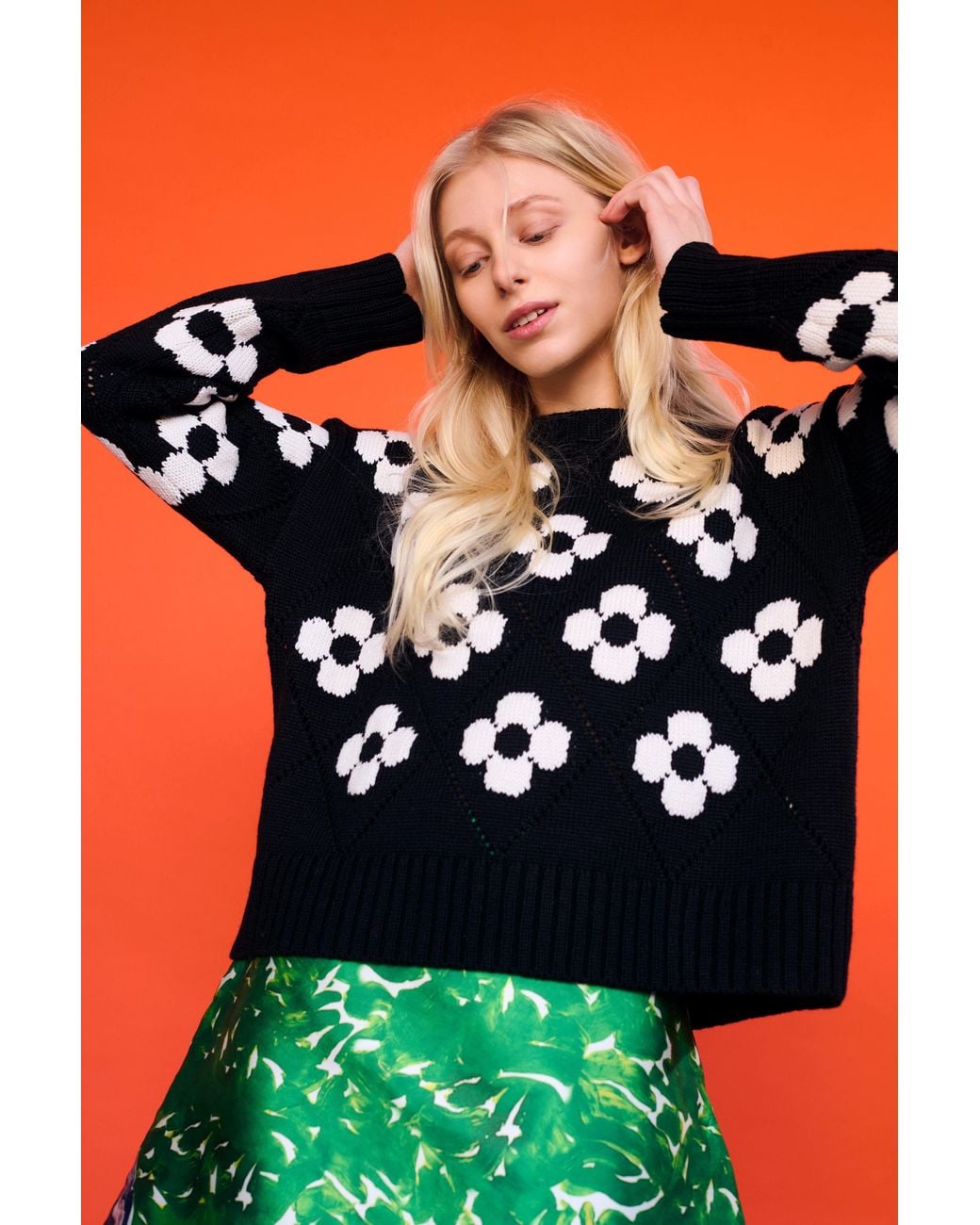 Gigi Knitwear Black Flower Power Sweater
